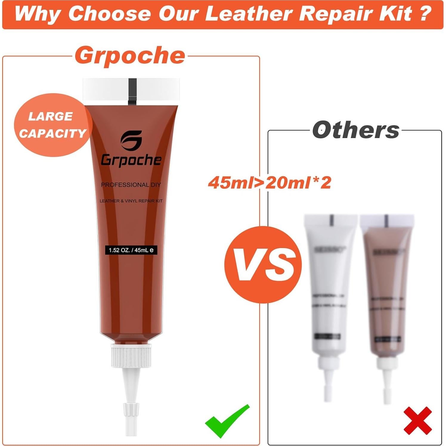 Kit de Reparación de Cuero Grpoche - 7 Piezas, Varios Colores