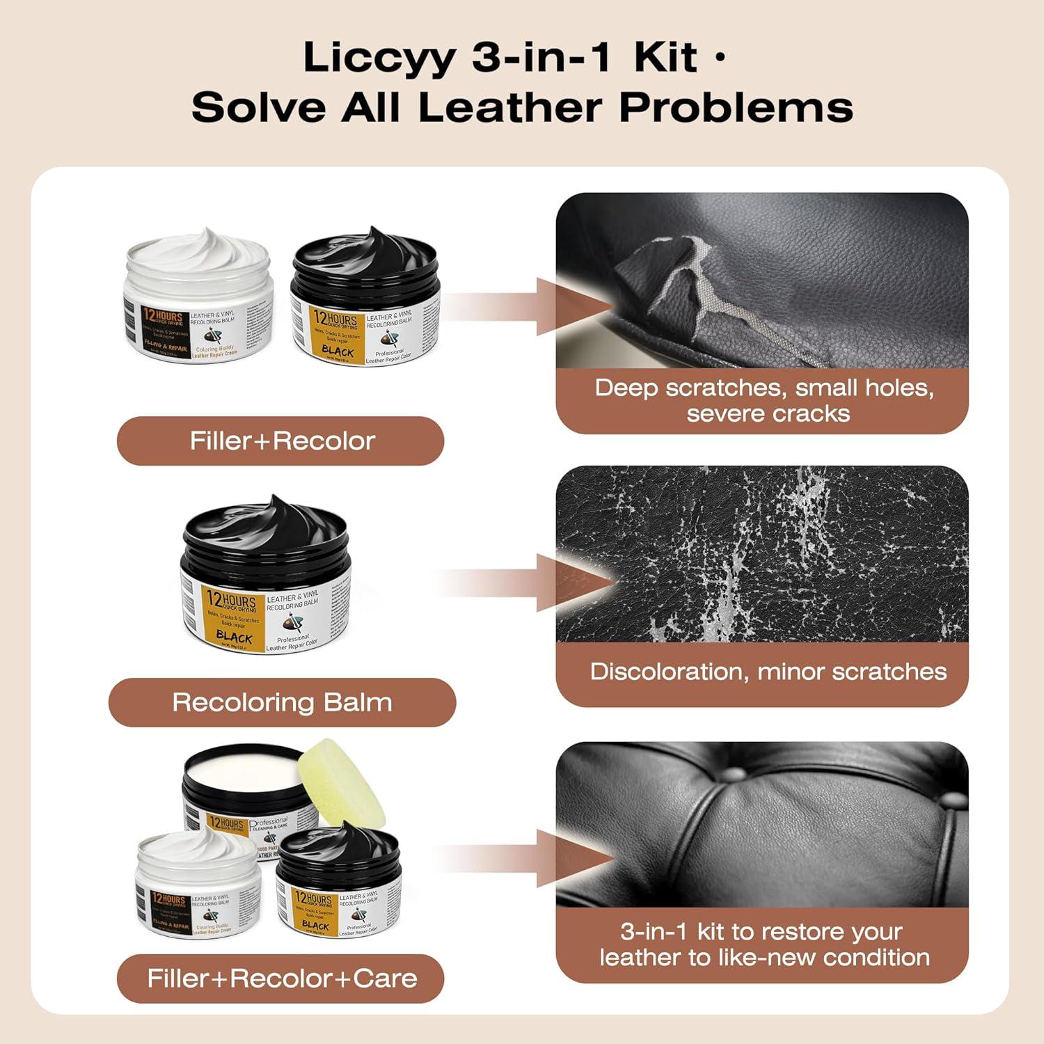 Kit de Reparación de Cuero 3 en 1 Liccyy Negro 320g
