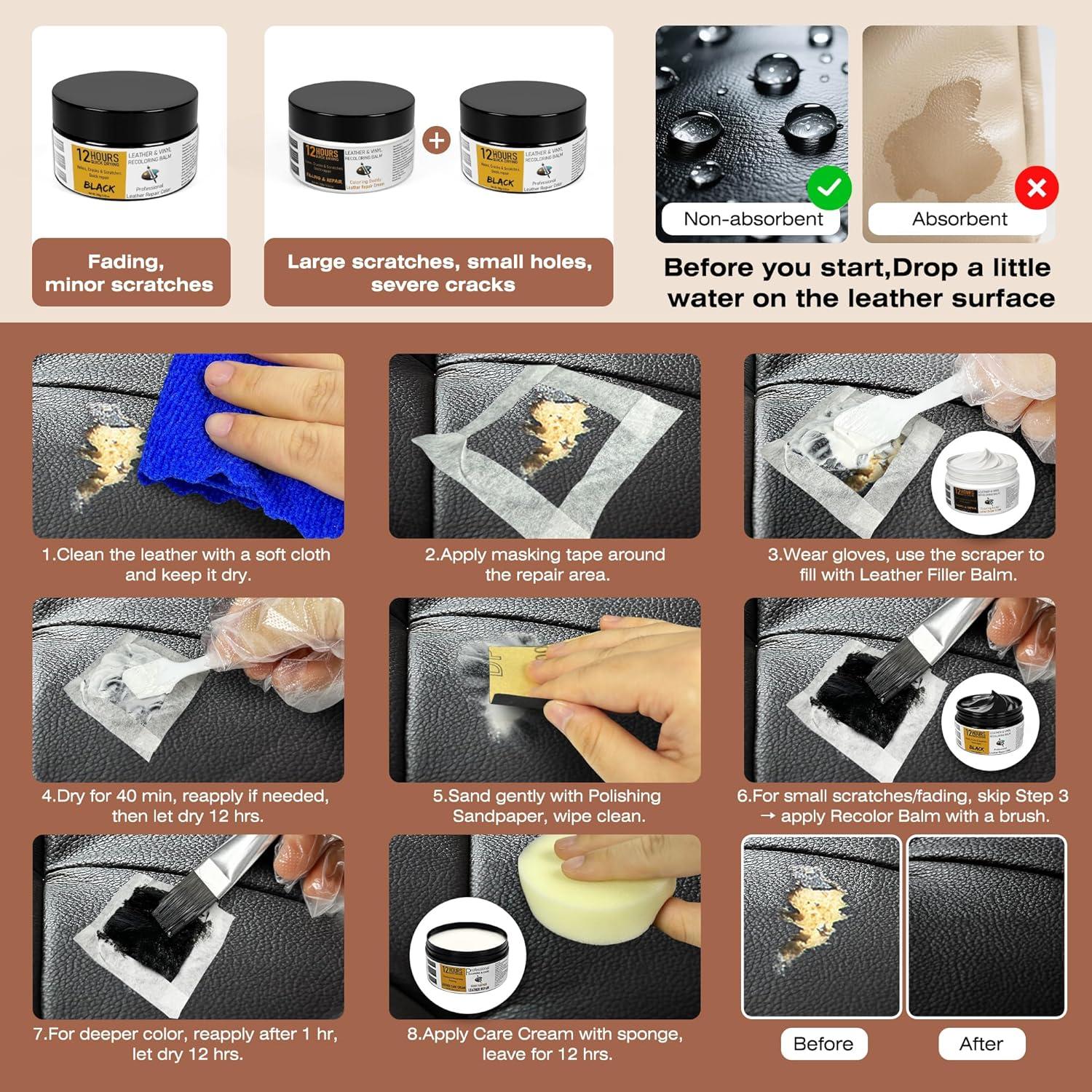 Kit de Reparación de Cuero 3 en 1 Liccyy Negro 320g