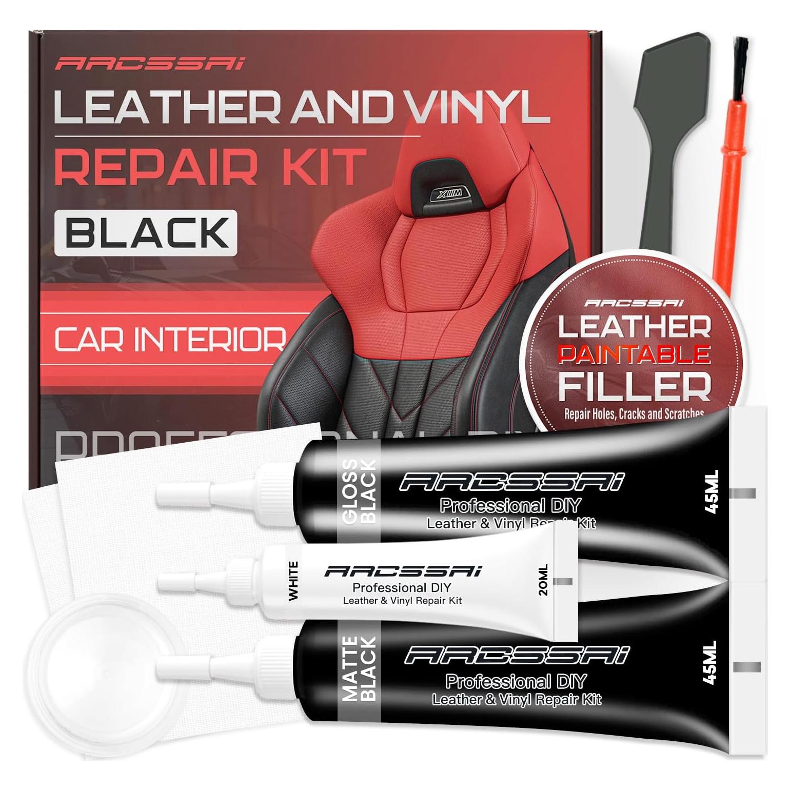 Kit de Reparación de Cuero Negro ARCSSAI 230g con Guía de Color