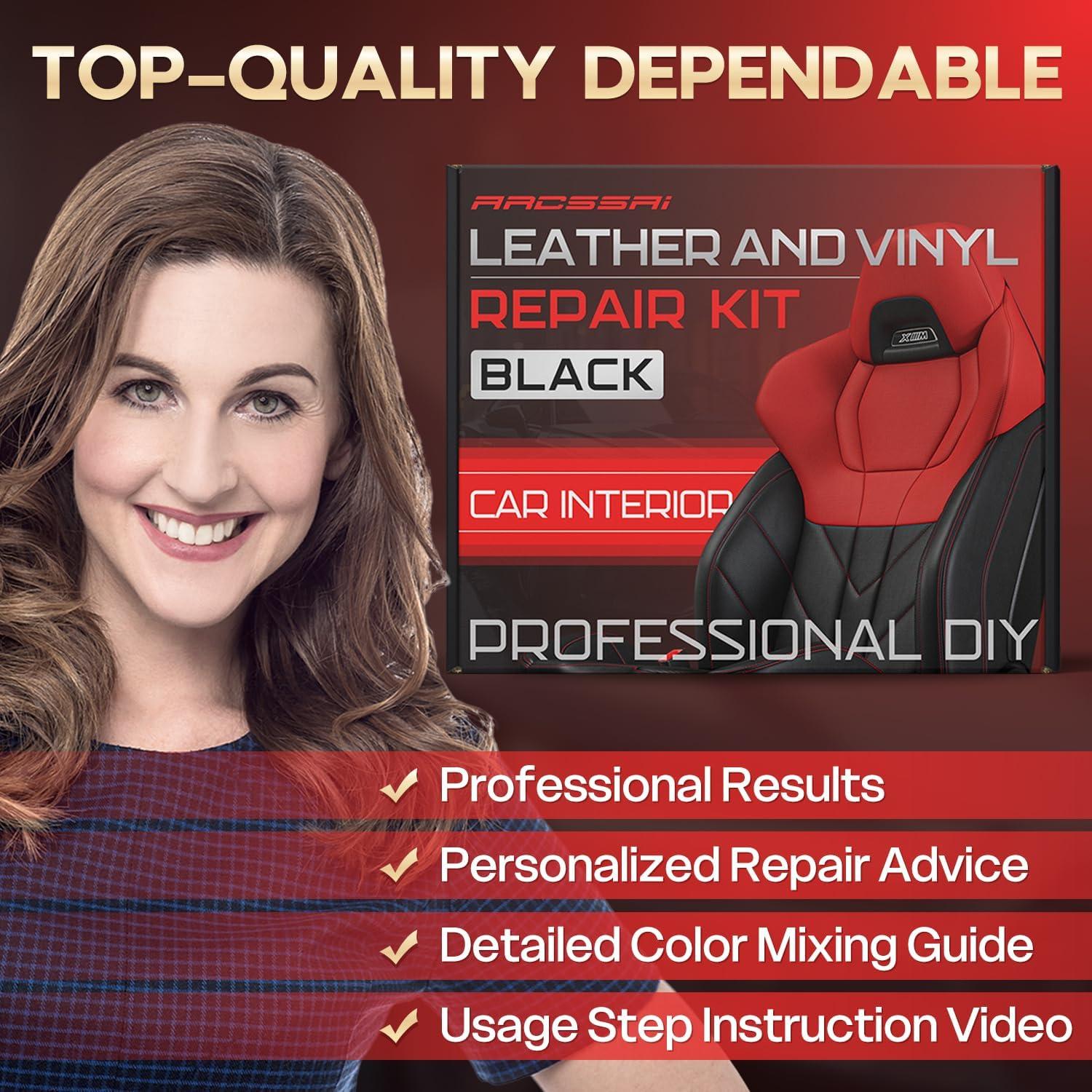 Kit de Reparación de Cuero Negro ARCSSAI 230g con Guía de Color