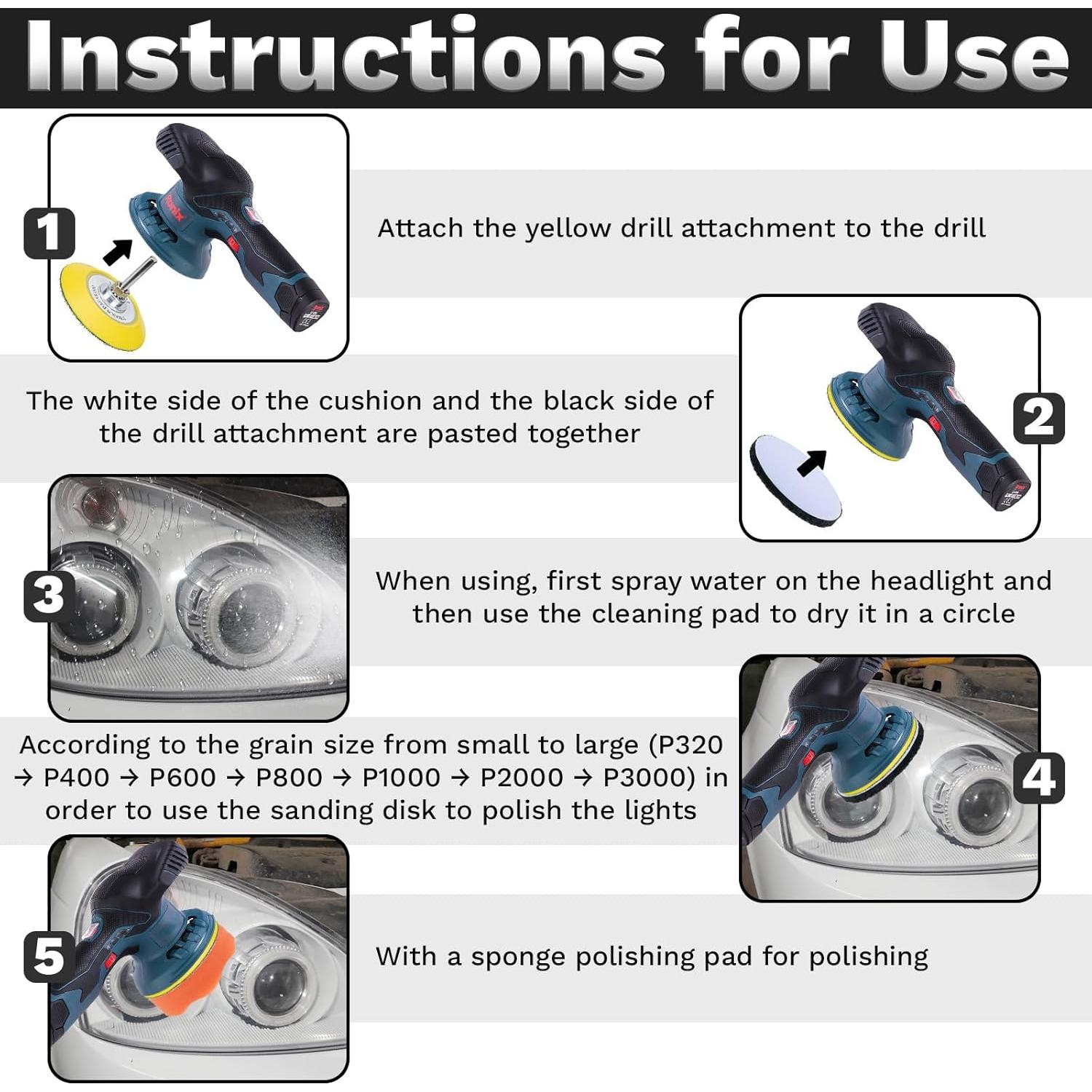 Kit de Restauración de Faros de Coche BFXM 38 Piezas