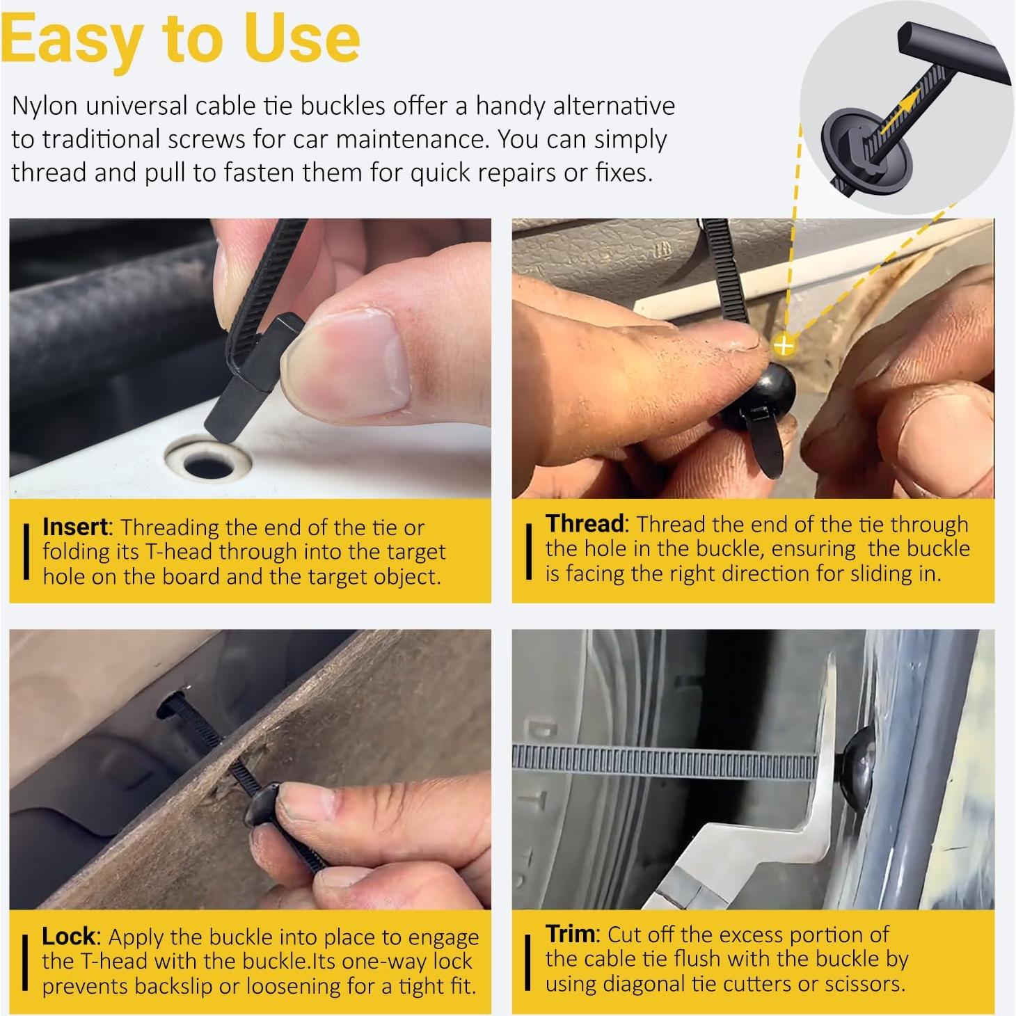 Kit 120 Cierres de Nylon Universal Aymier para Automóvil y Hogar