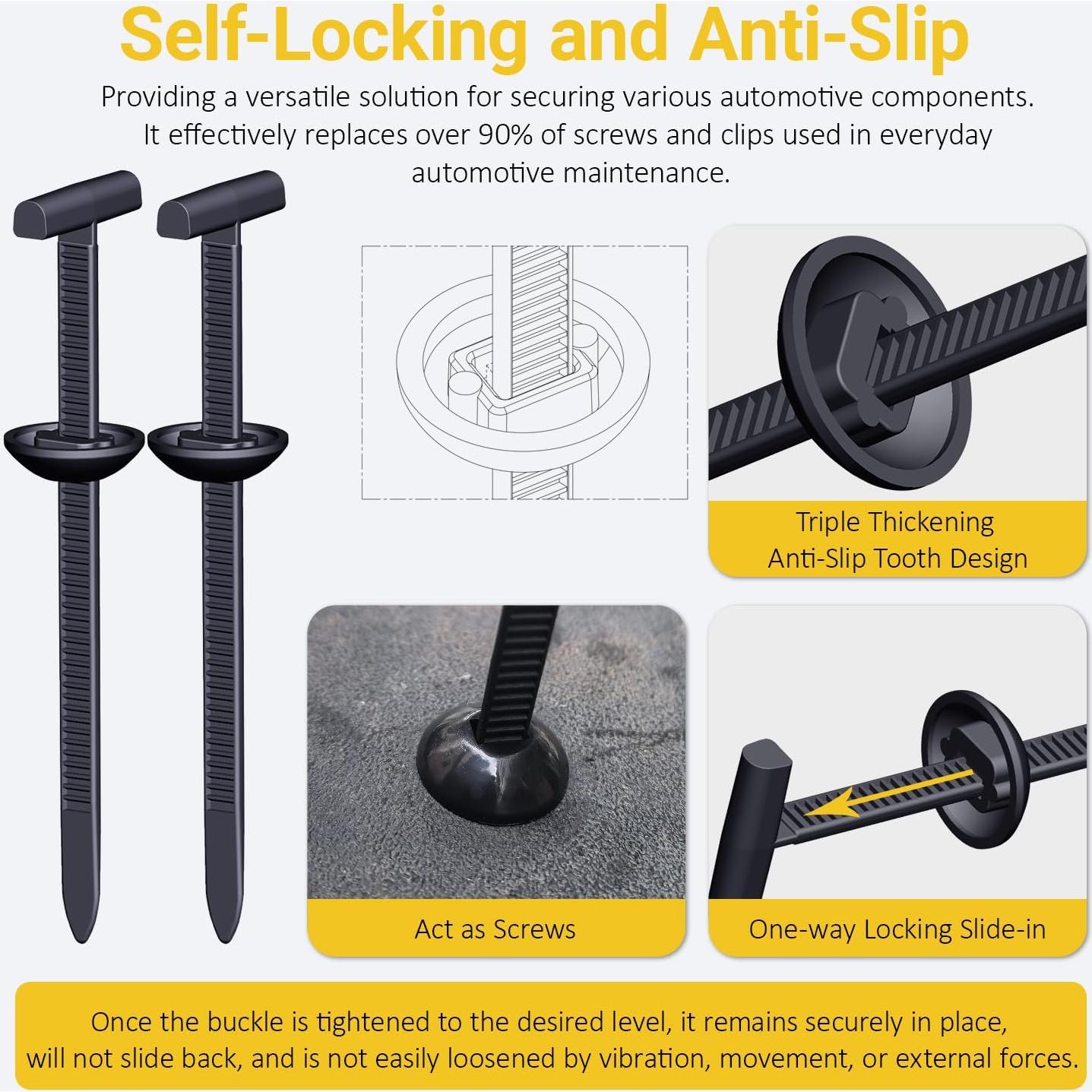 Kit 120 Cierres de Nylon Universal Aymier para Automóvil y Hogar