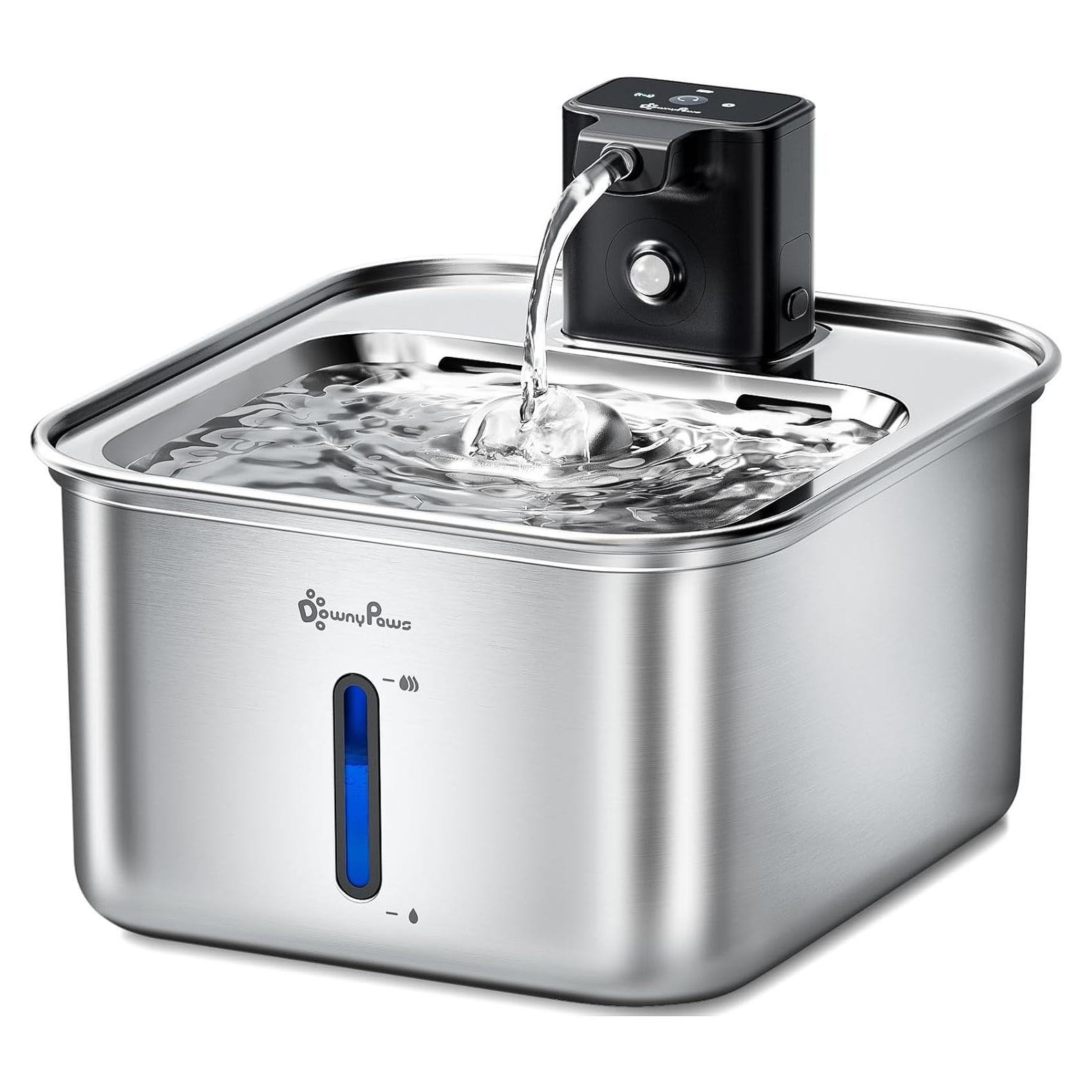Fuente de Agua Inalámbrica para Gatos DownyPaws 3L Acero Inoxidable