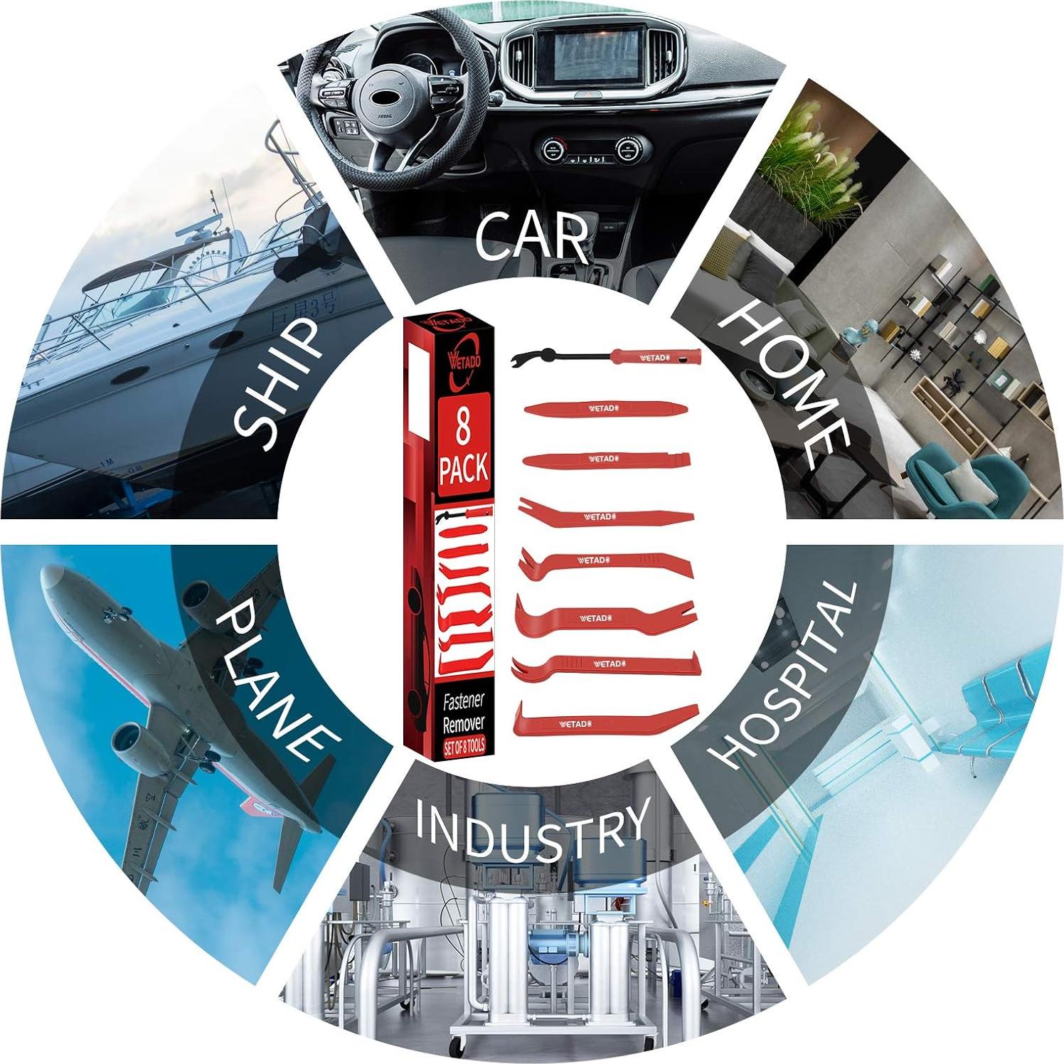 Kit de Herramientas de Remoción de Molduras Wetado 8 Piezas