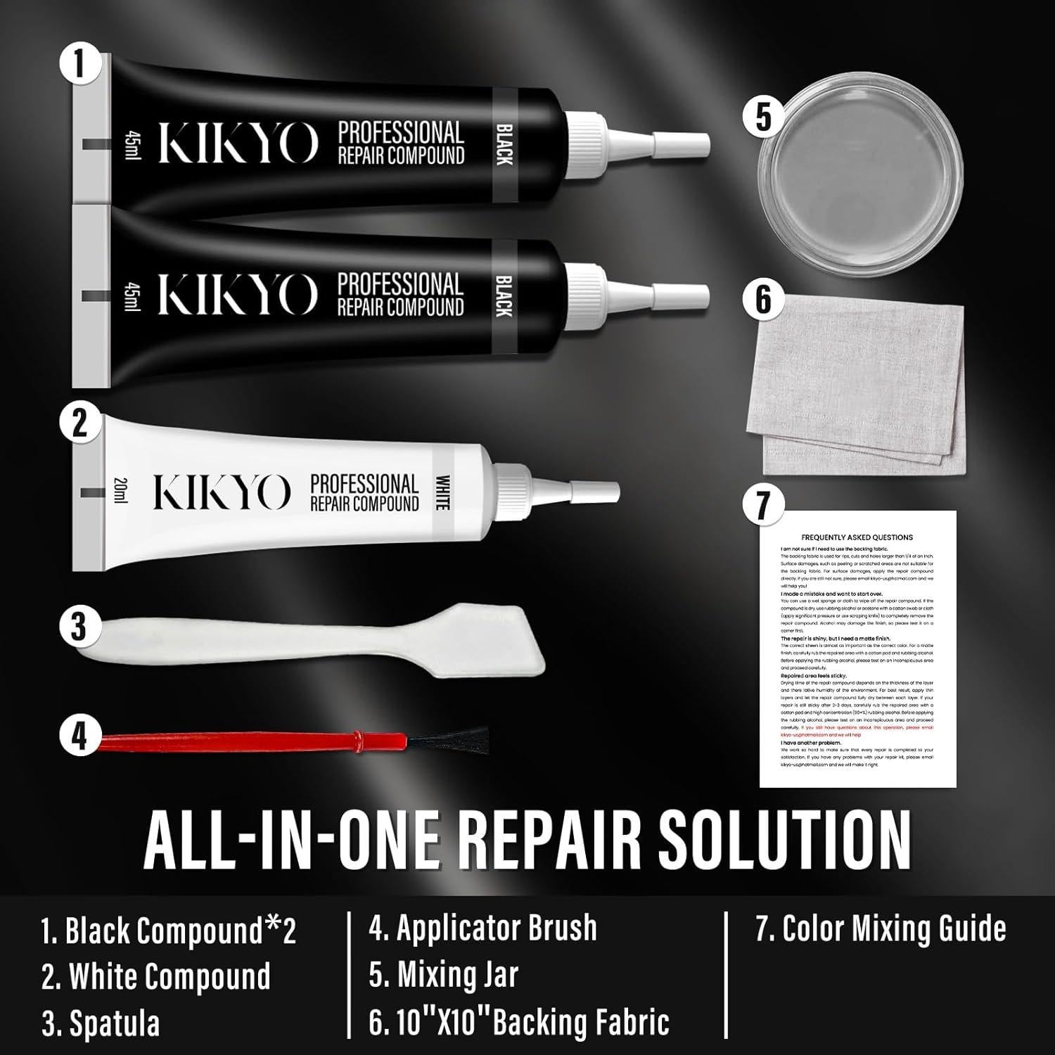 Kit de Reparación de Cuero KIKYO HS001 - 280g, Negro