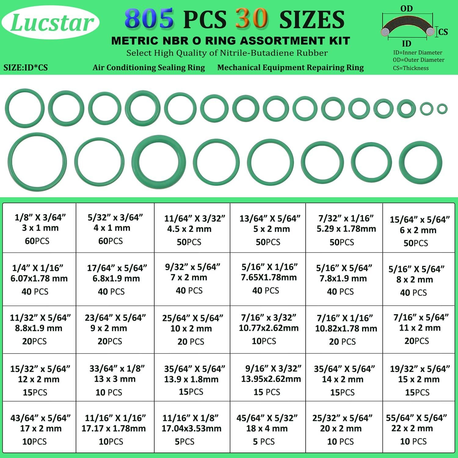 Kit de 805 Piezas Anillos O Lucstar para Aire Acondicionado