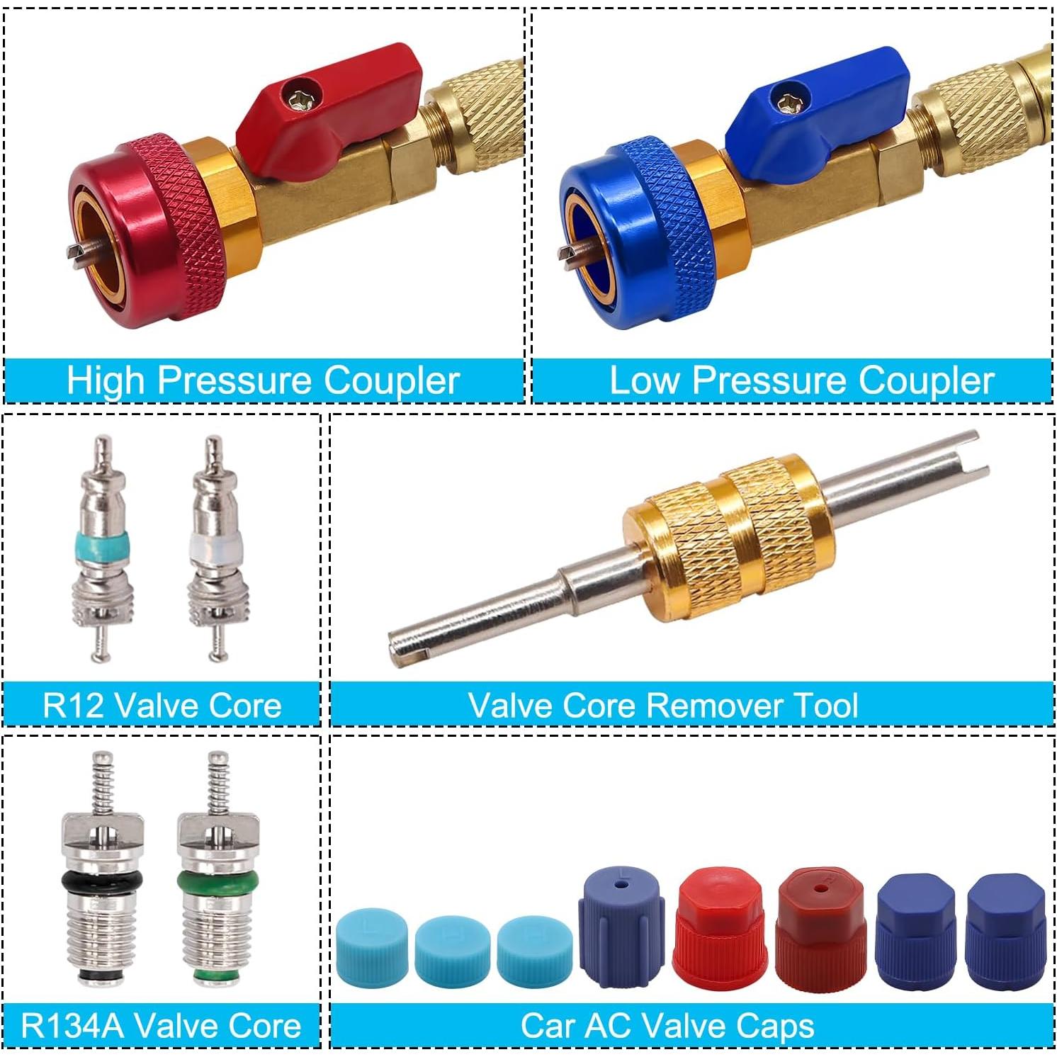 Kit de Herramienta R134A TWTADE para Remover Núcleos de Válvula