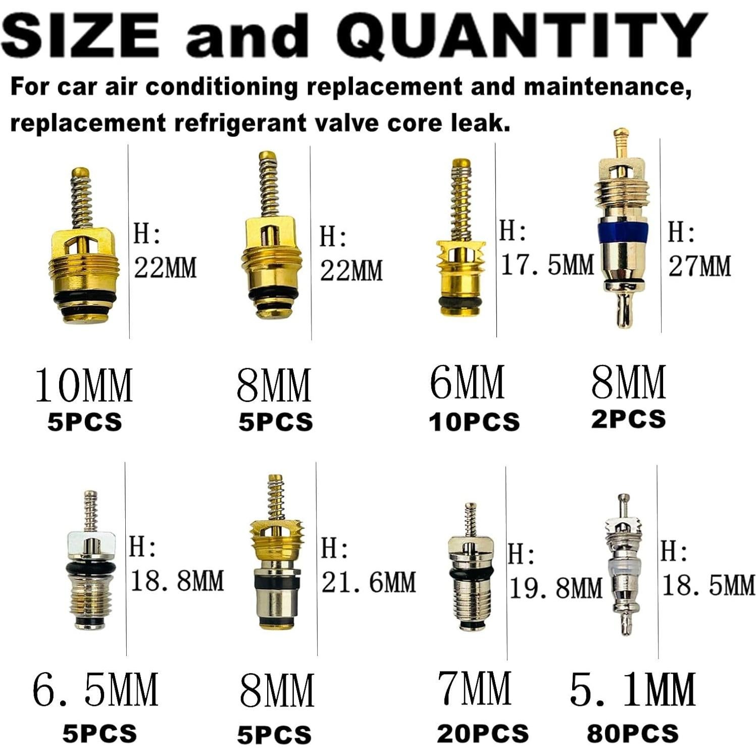 Kit de Válvula de Aire Acondicionado VOTNMIC 134PCS R12 R134a