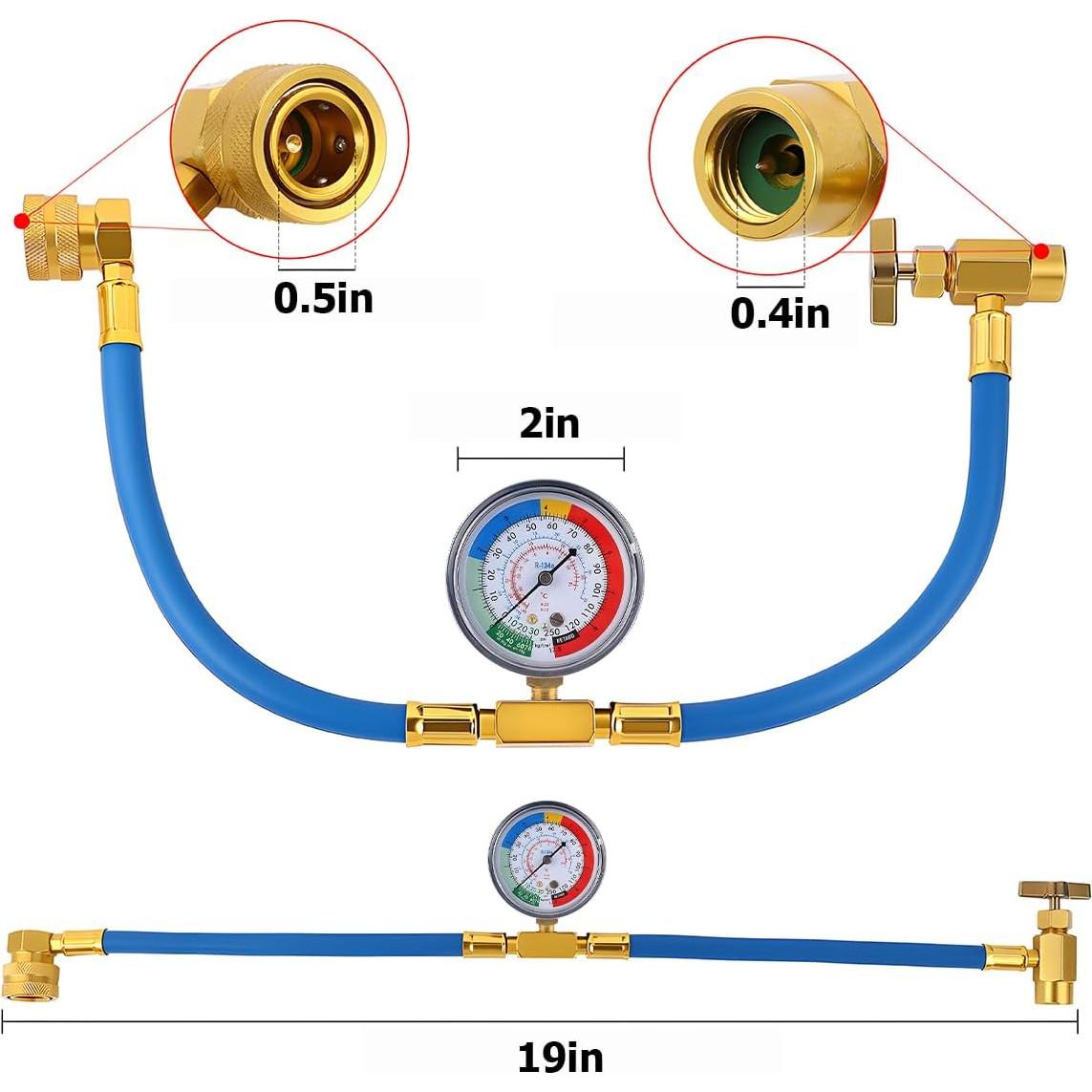 Kit Manguera Carga Refrigerante R134A TNAIYH con Manómetro
