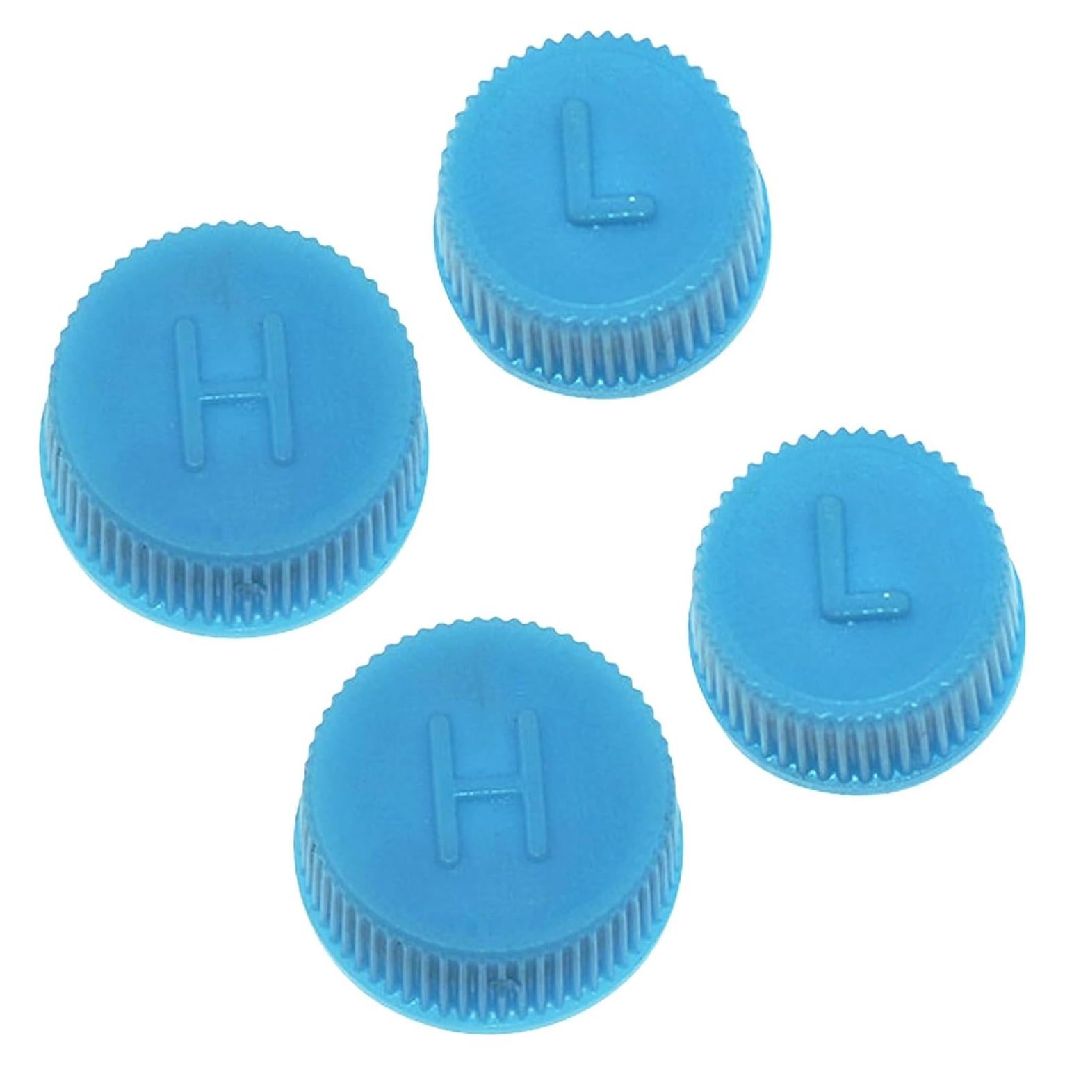 Blue Replacement Car A/C Valve Core Caps, Leakproof R134a Air Conditioning Repair System Charging Port Caps, High Low Pressure Valve Core Caps Seal Kit for Most Vehicles (4PCS)