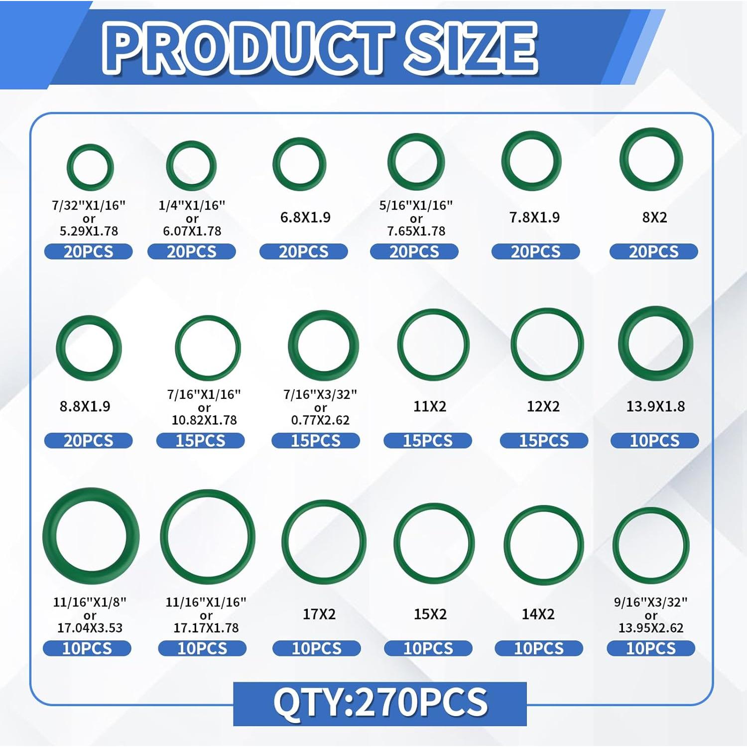 Kit de Reparación A/C FANOVO 270pcs O-Rings y 40pcs Núcleos