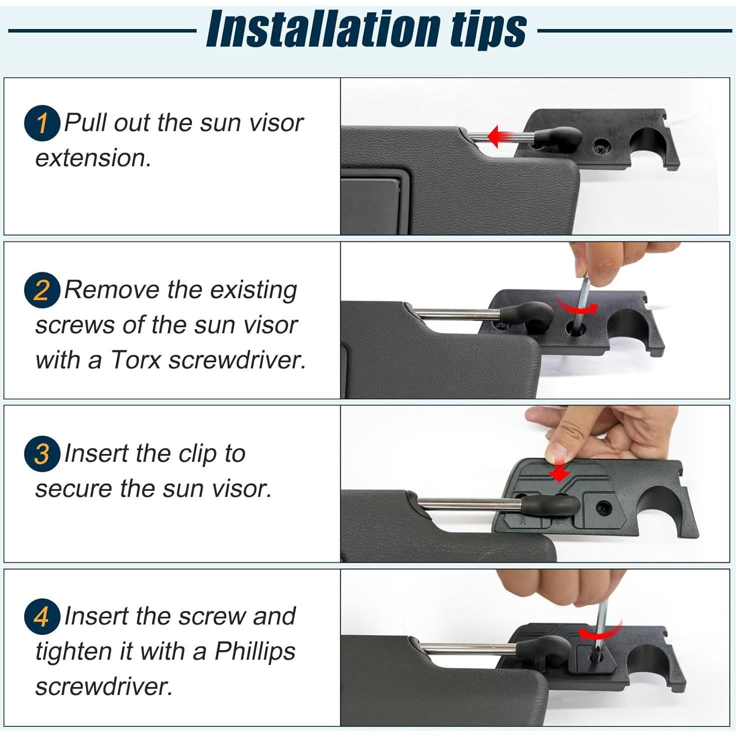 Kit de Reparación de Visera Solar Veharvim para Jeep Wrangler JL 2018-2023