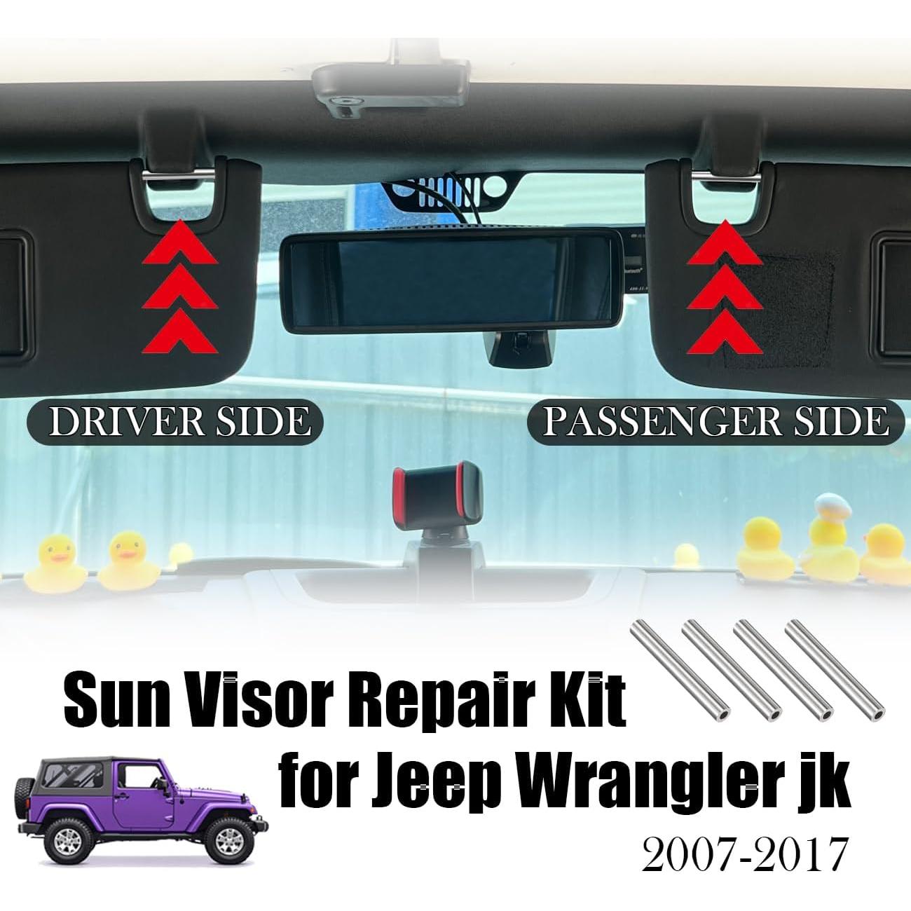 Kit de Reparación de Visera Solar Acero Inoxidable SWLOR Jeep Wrangler JK JKU 2007-2017