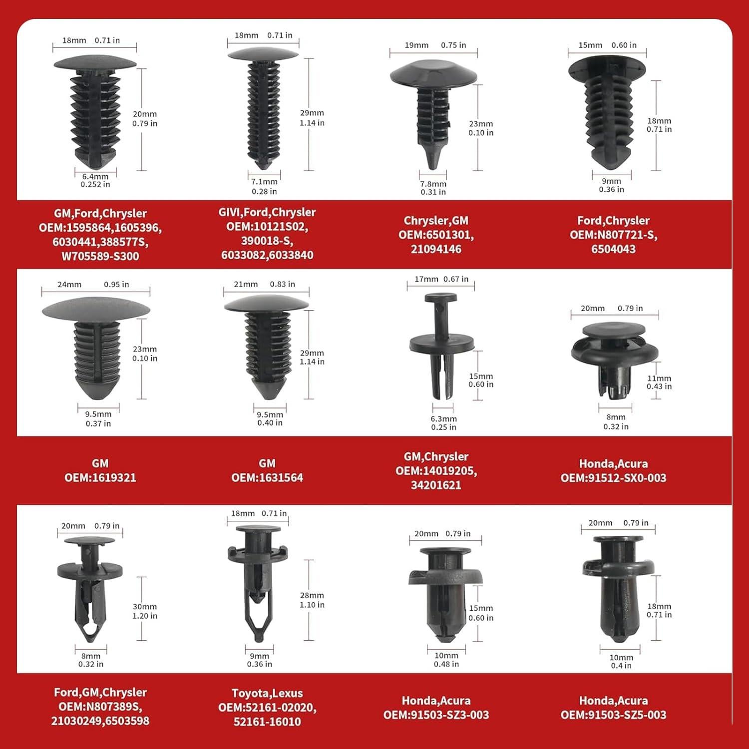 Kit de Clips de Retención para Parachoques Laite 240 Piezas