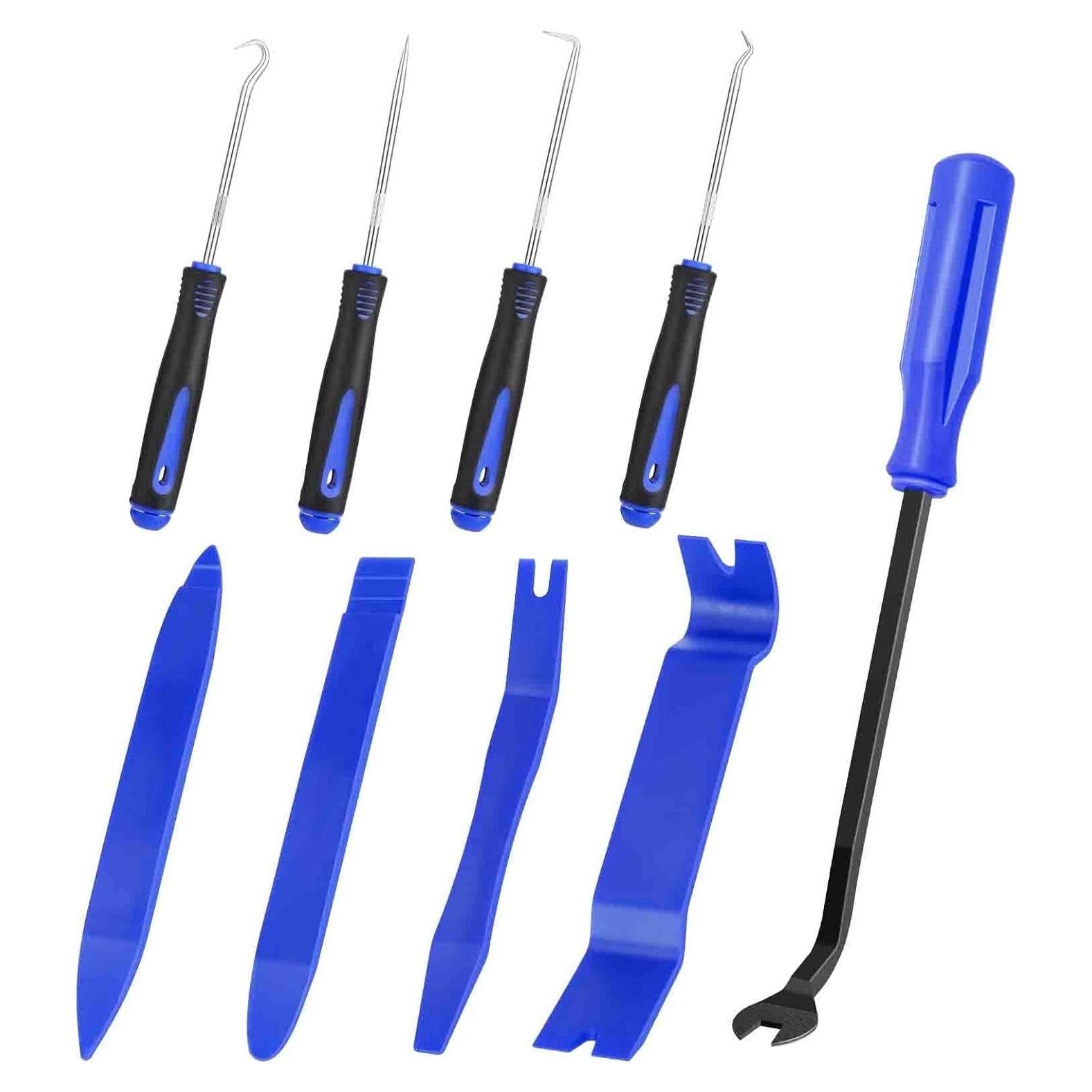 Juego de herramientas para quitar molduras GLK 9 piezas azul