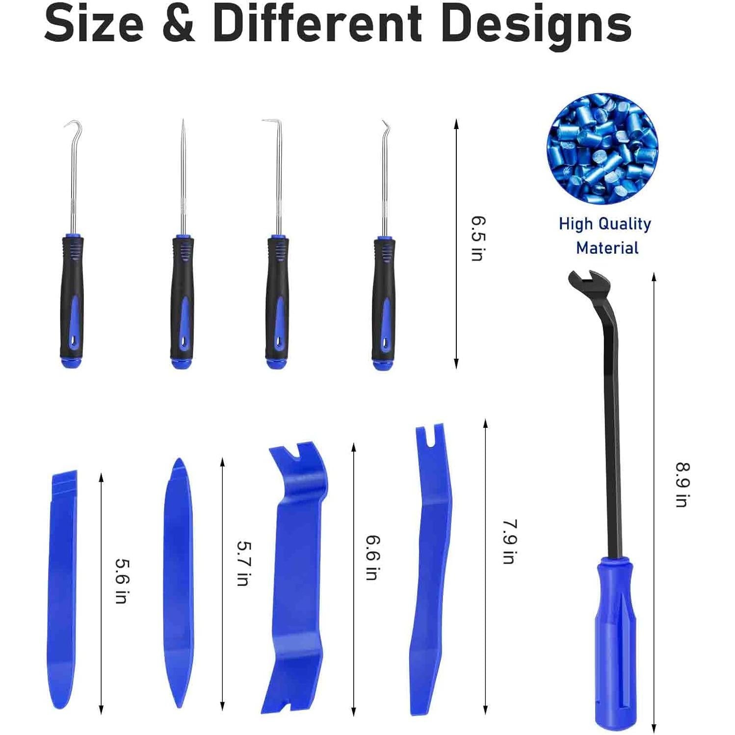 Juego de herramientas para quitar molduras GLK 9 piezas azul