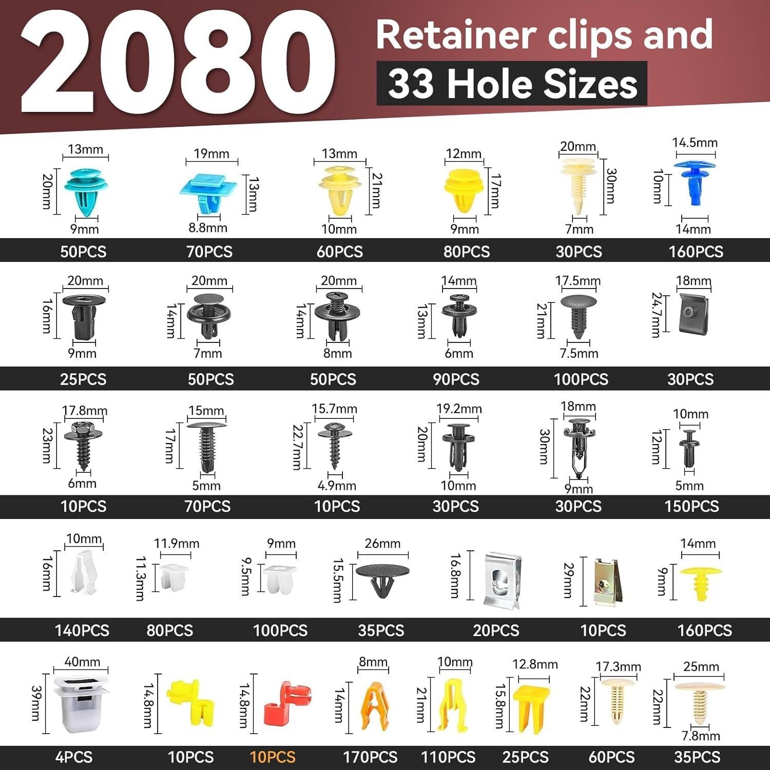 Kit de Clips y Sujetadores para Automóviles Moonateen - 2080 Piezas