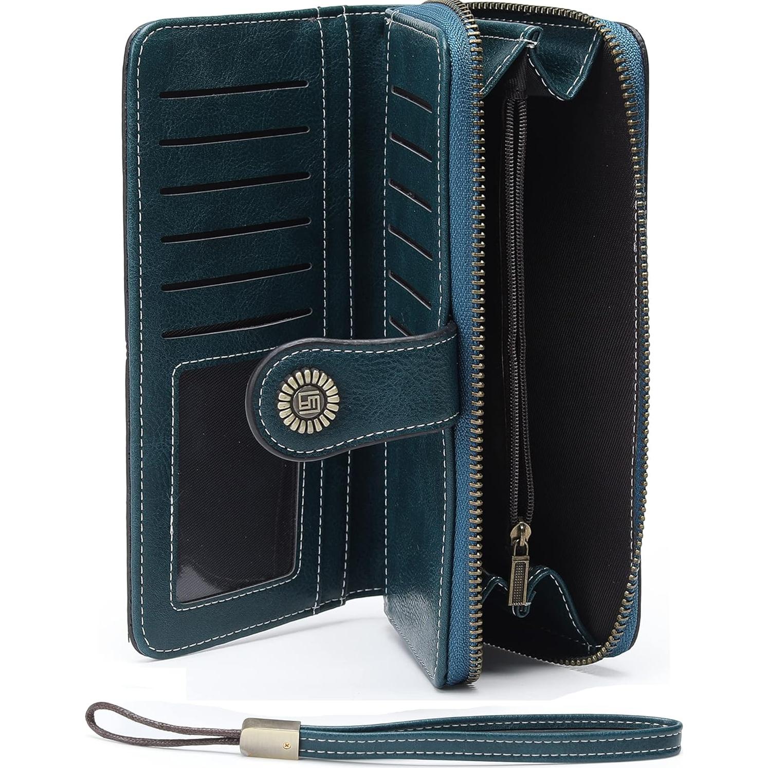 Cartera de Mujer JJUQ Azul Pavo Real con Muñequera