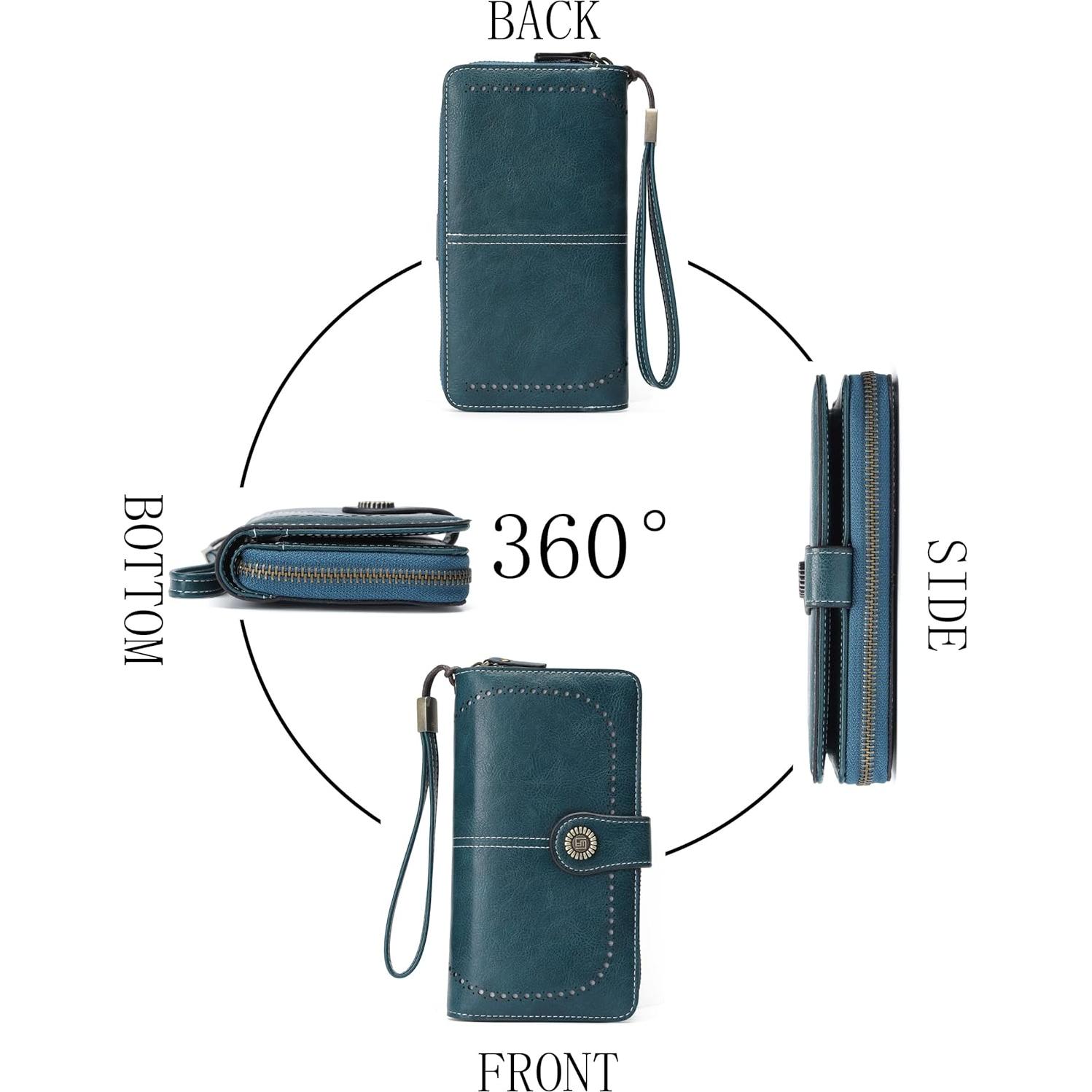 Cartera de Mujer JJUQ Azul Pavo Real con Muñequera