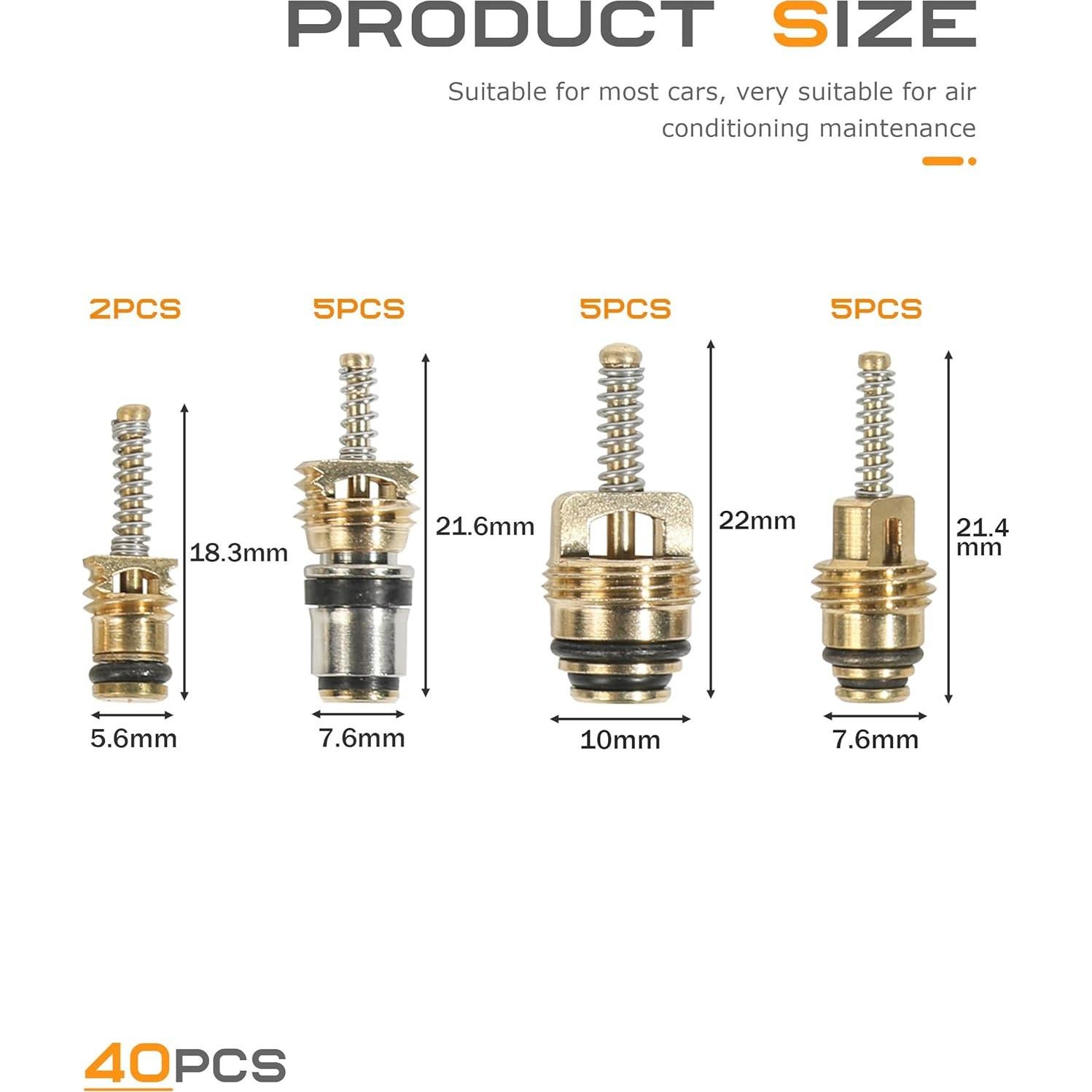 Kit de Válvula Schrader 40PCS SCUARI R134a para AC