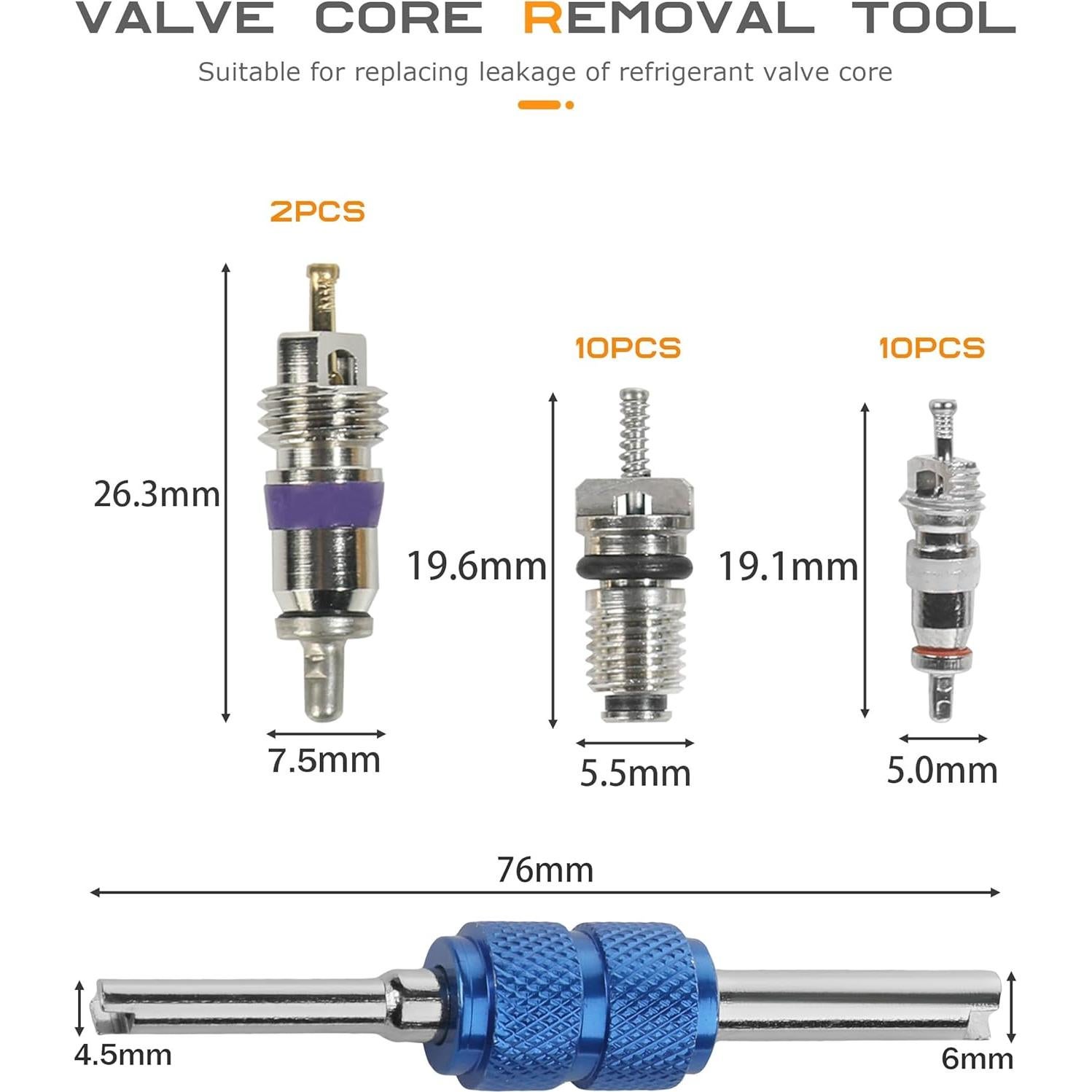 Kit de Válvula Schrader 40PCS SCUARI R134a para AC