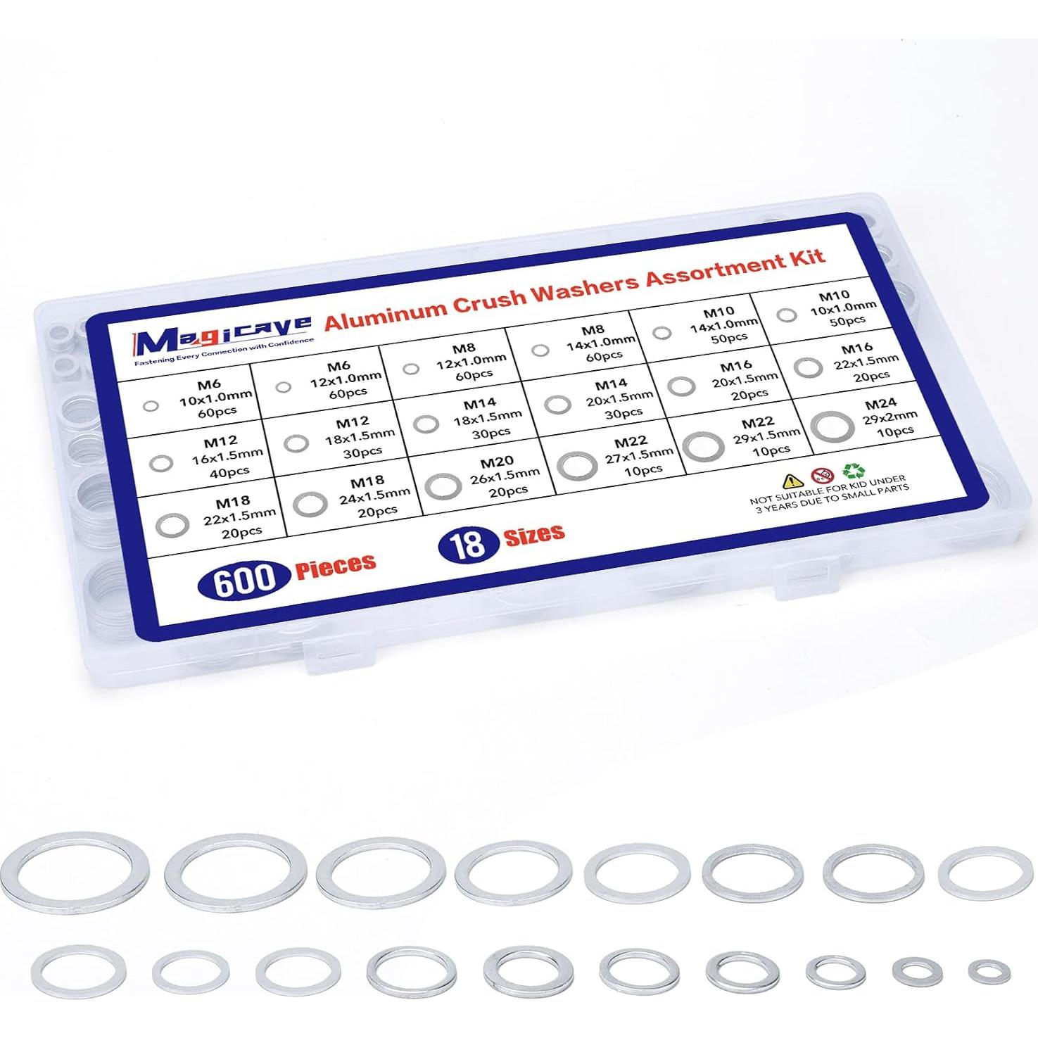Kit de Arandelas de Aluminio Magicave 600 Pcs M6 a M24