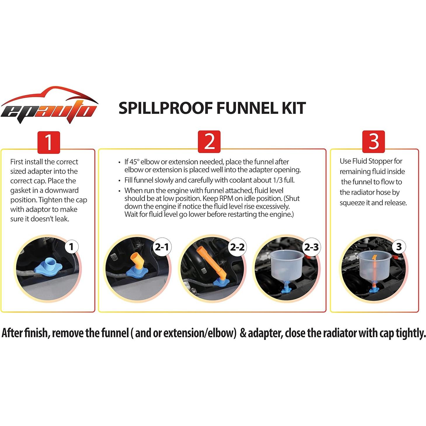 Kit de embudo para refrigerante EPAuto AQ-001-1 a prueba de derrames