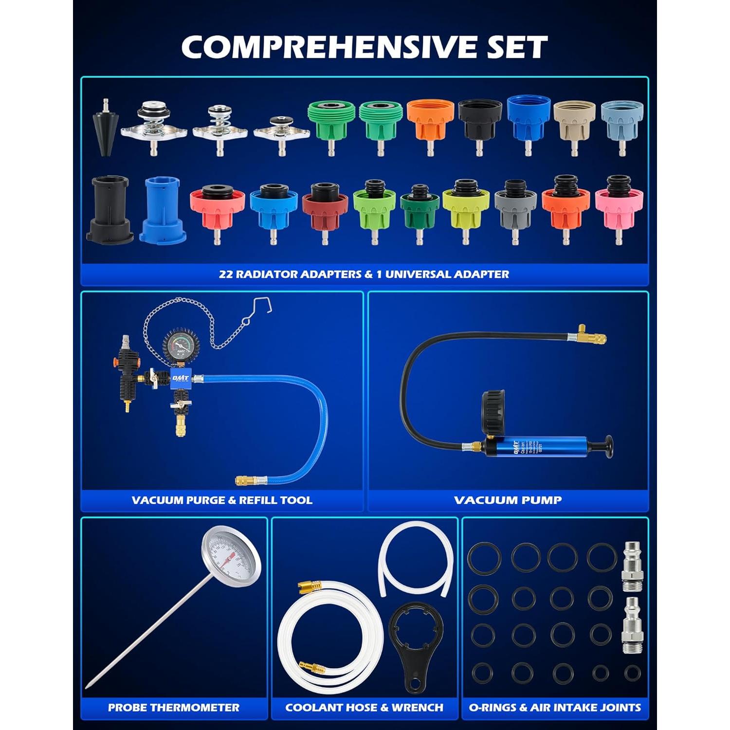 Kit de Prueba de Presión de Refrigerante Orion Motor Tech 31 Piezas