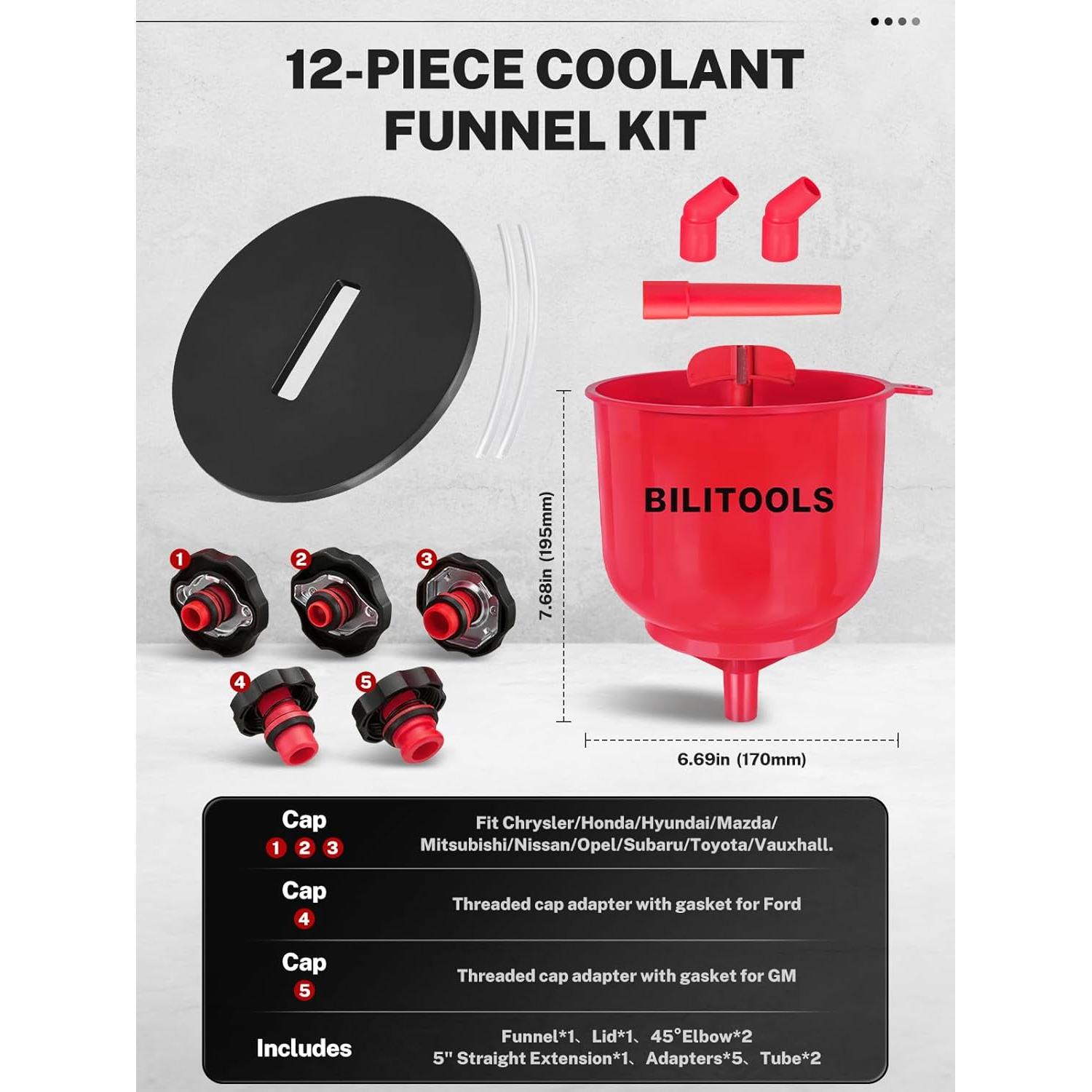 Kit de Embudo de Refrigerante BILITOOLS 12 Piezas Sin Derrames