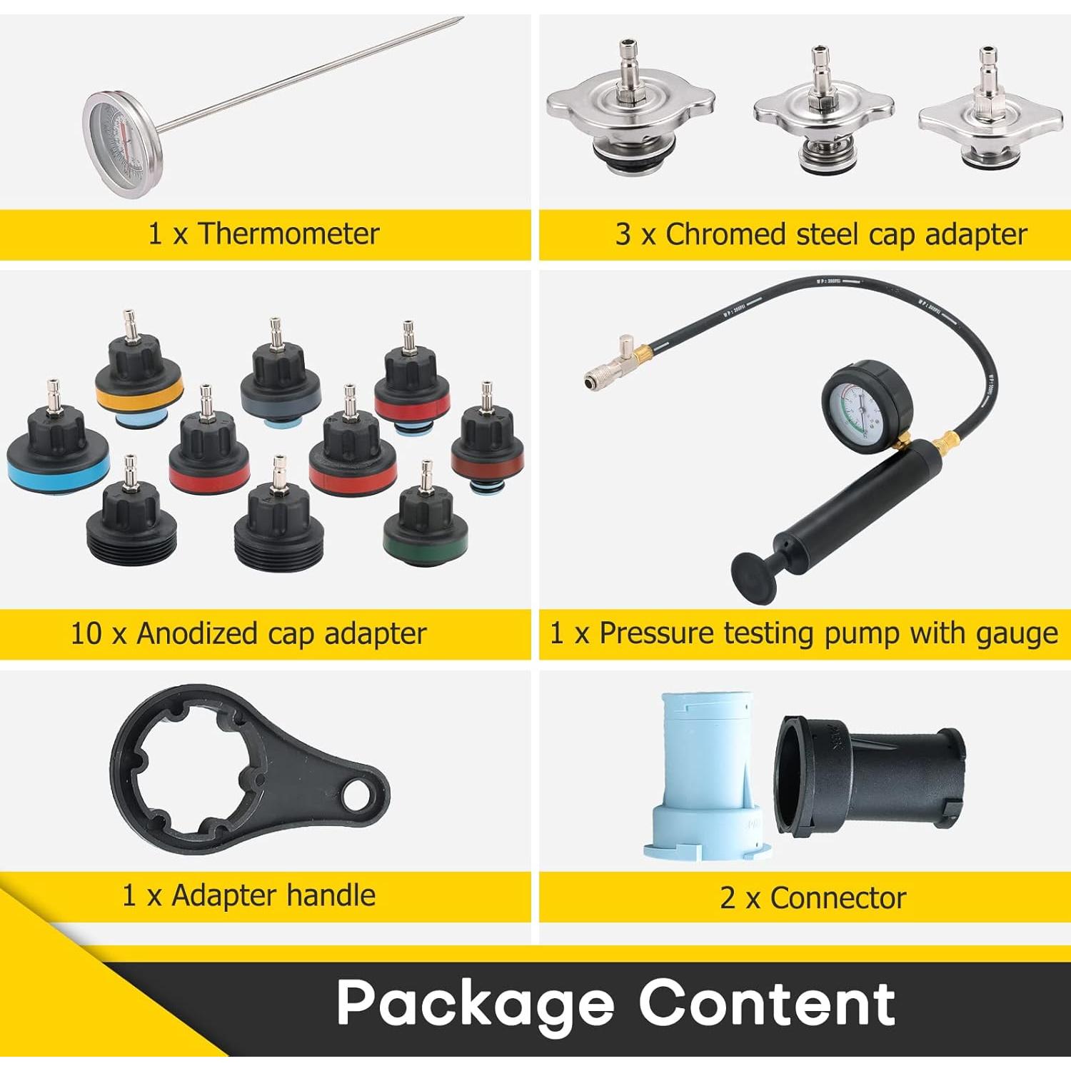 Kit de Probador de Presión de Radiador Acymner ZH1025-1 18PCS