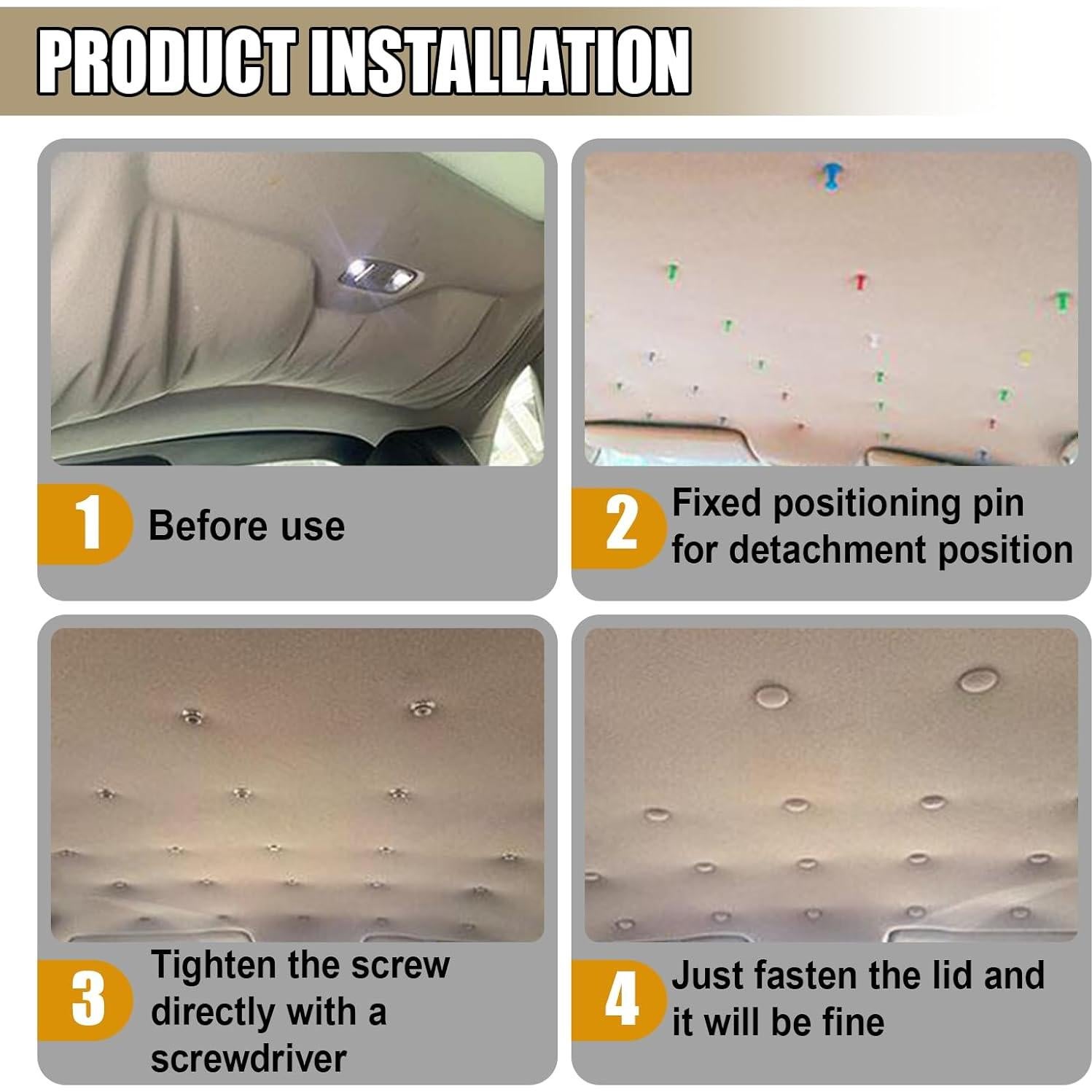 Kit de Reparación de Techo de Coche UHANBUT 60PCS Gris