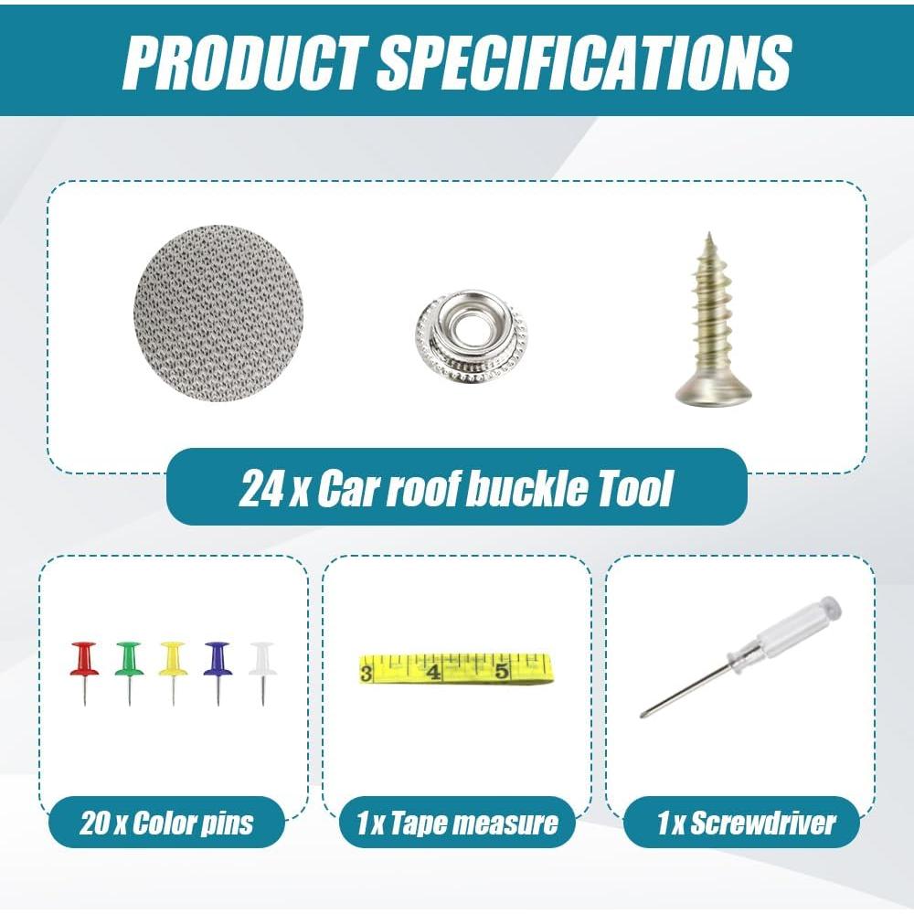 Kit de Reparación de Techo de Coche Kutyun - 24 Botones y Herramientas