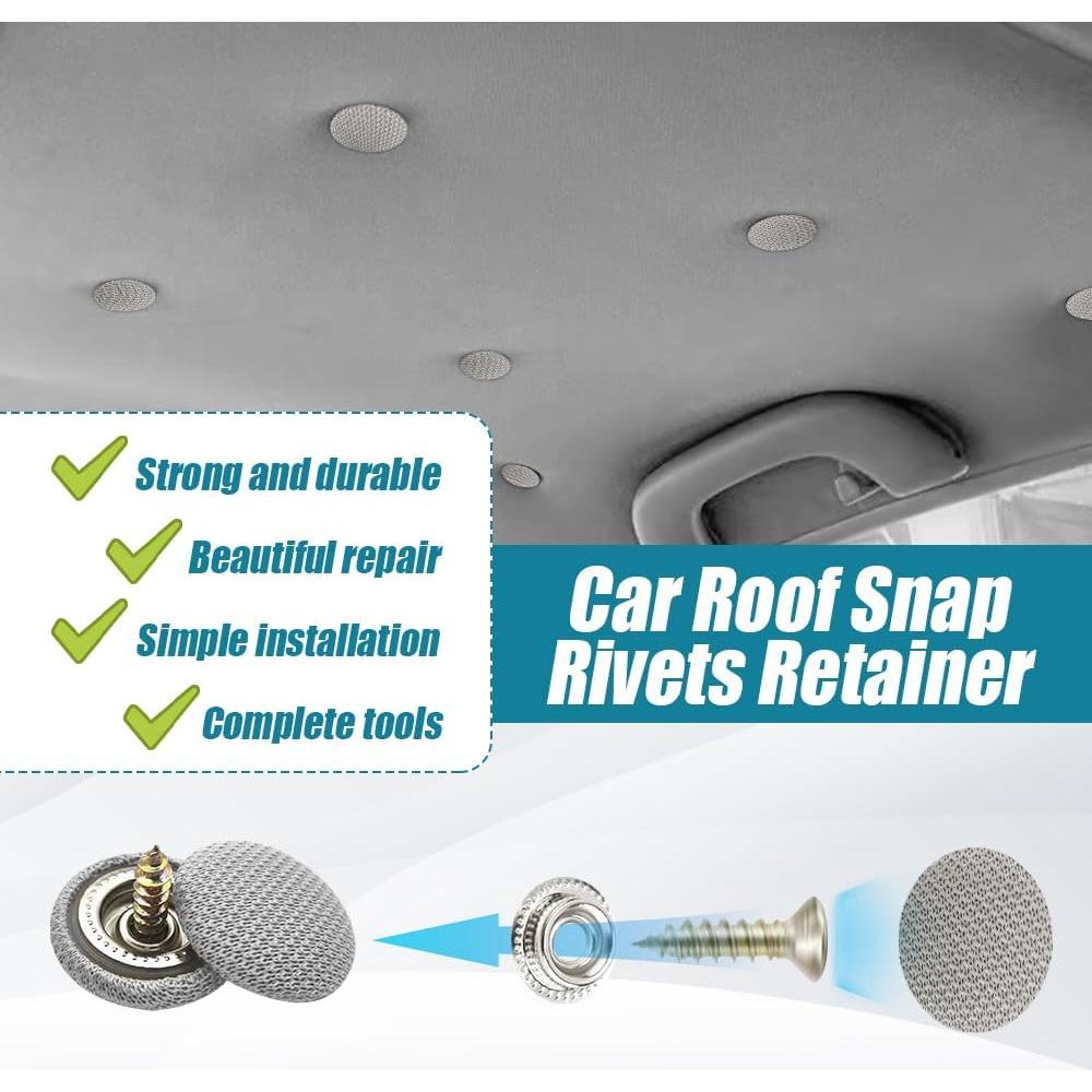 Kit de Reparación de Techo de Coche Kutyun - 24 Botones y Herramientas