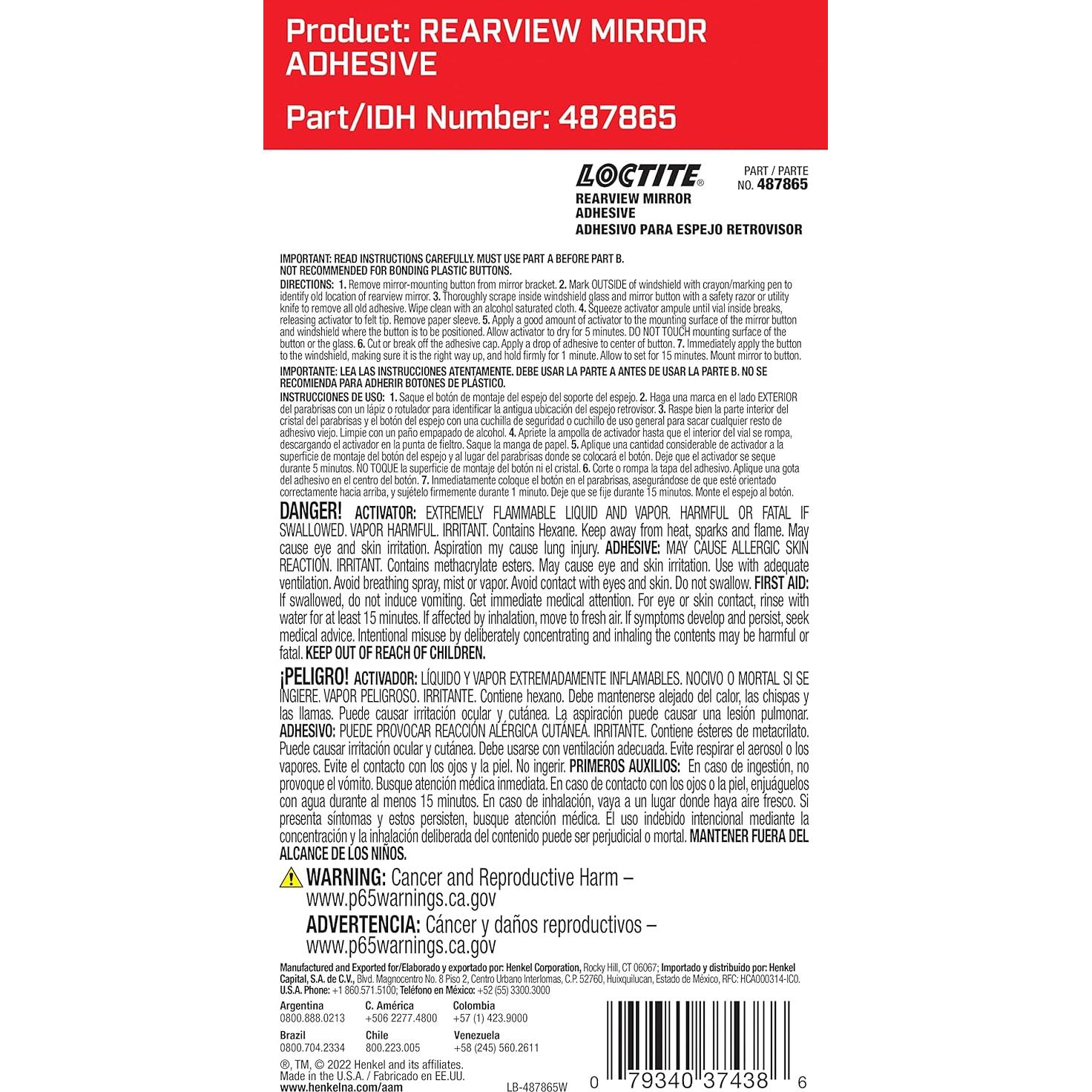 Kit Adhesivo para Espejo Retrovisor Loctite 37438 - 0.3 cc