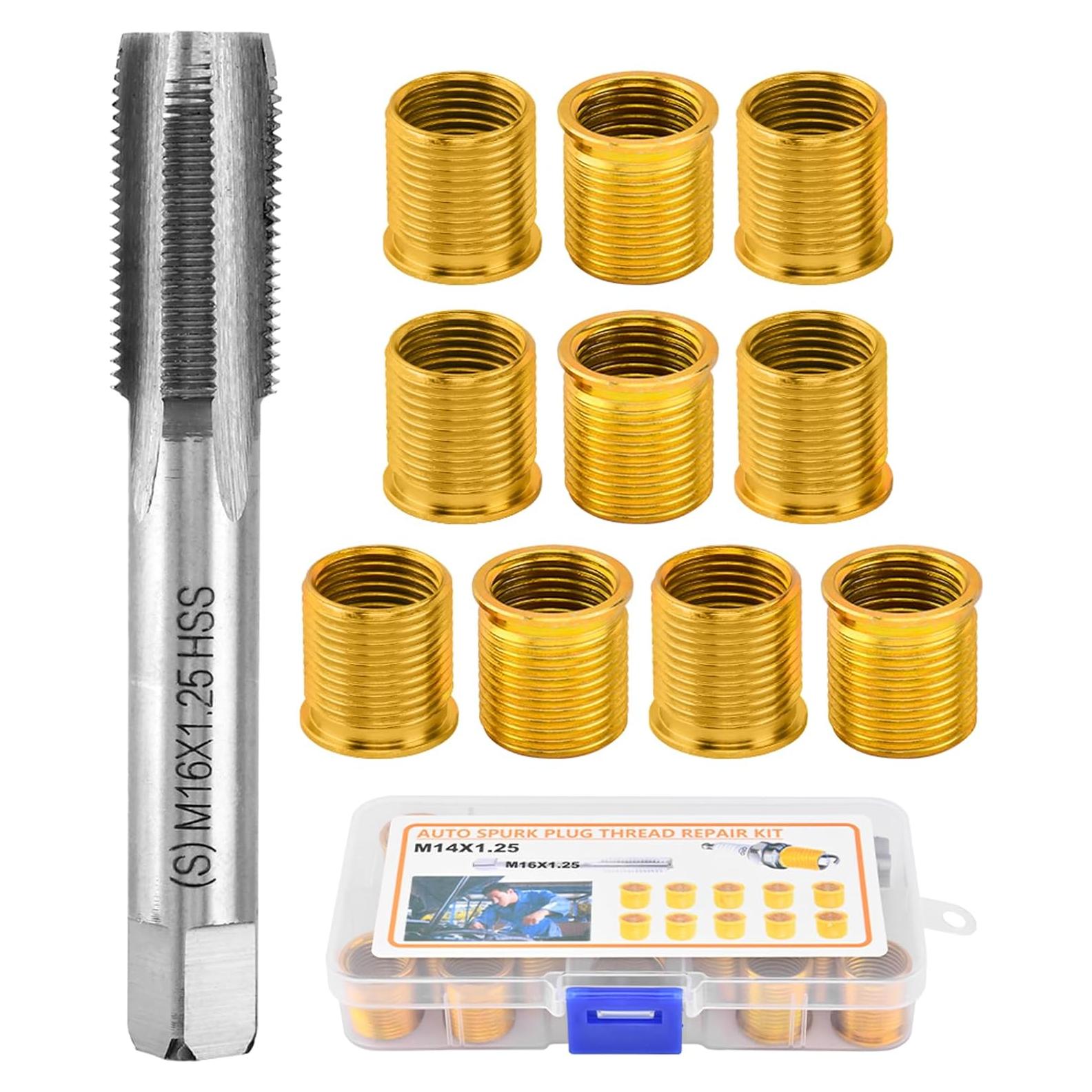 Kit de Reparación de Roscas de Bujías NINEFOX M14x1.25 - 10 Piezas