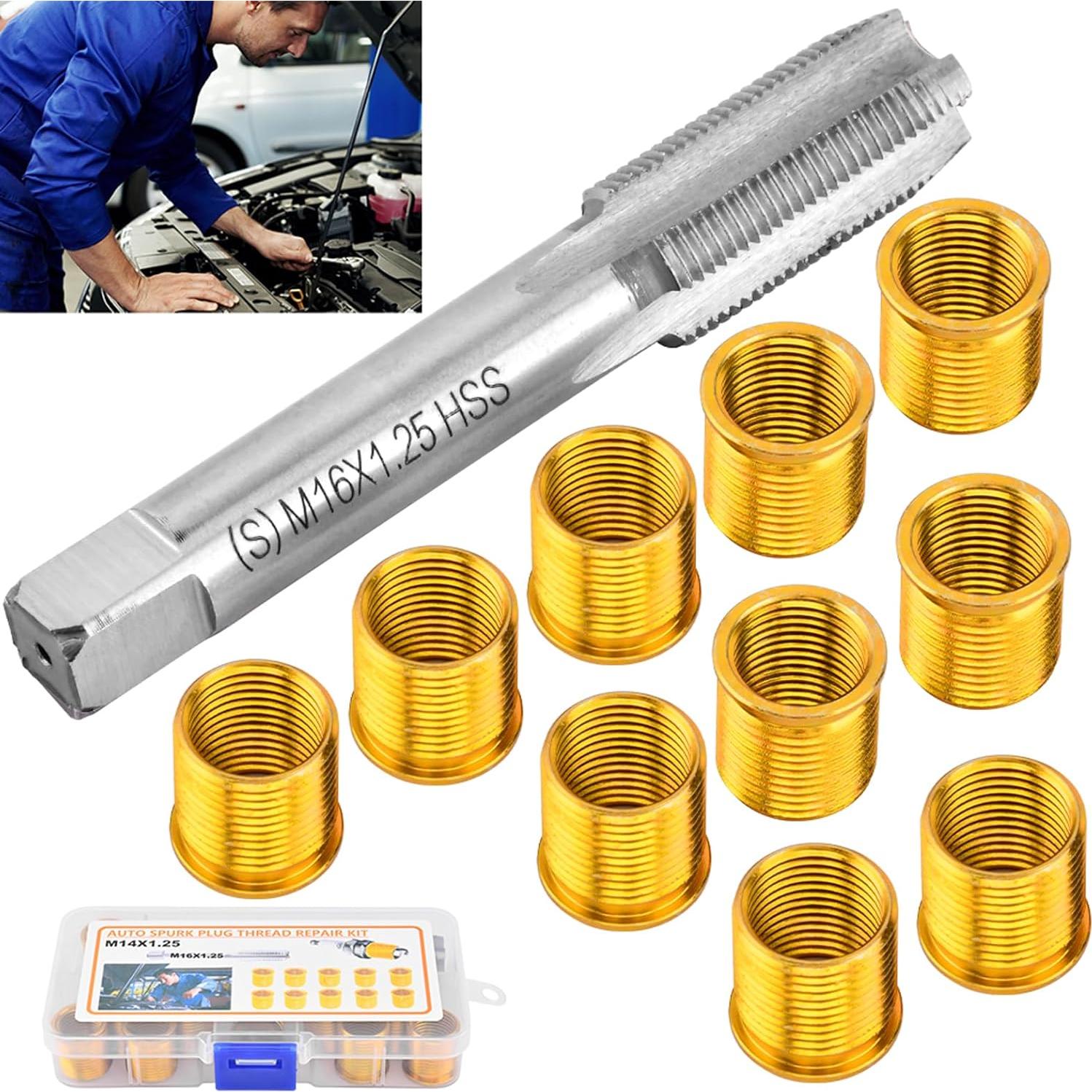 Kit de Reparación de Roscas de Bujías NINEFOX M14x1.25 - 10 Piezas