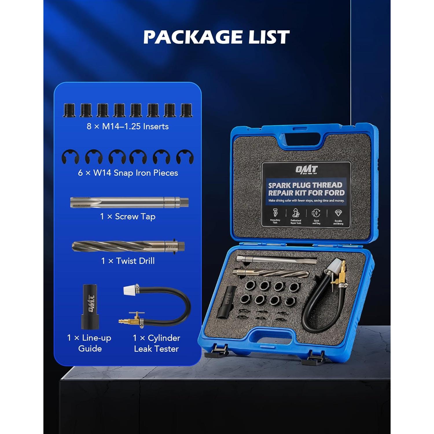 Kit de reparación de bujías Orion Motor Tech M14-1.25 para Ford