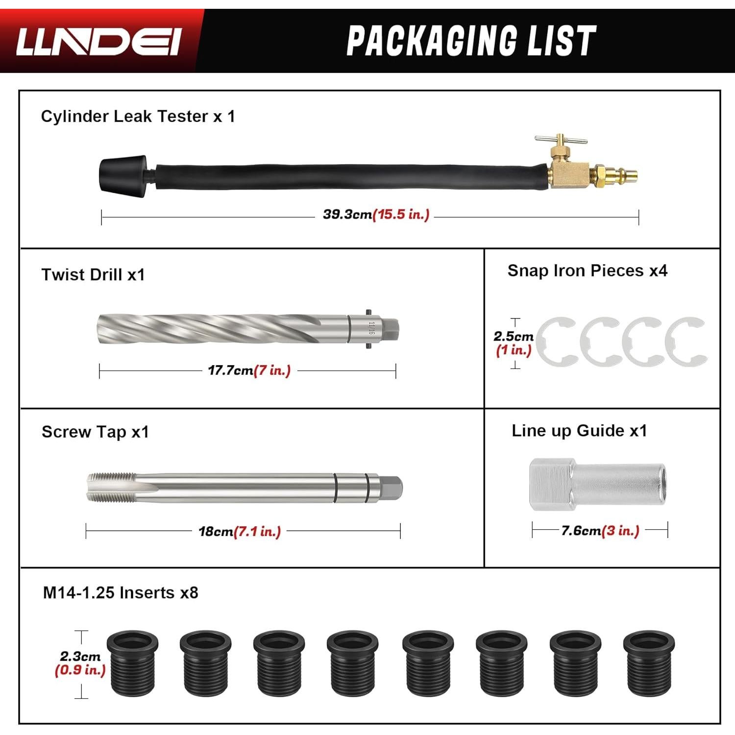 Kit de Reparación de Roscas de Bujías LLNDEI 16 PCS para Ford