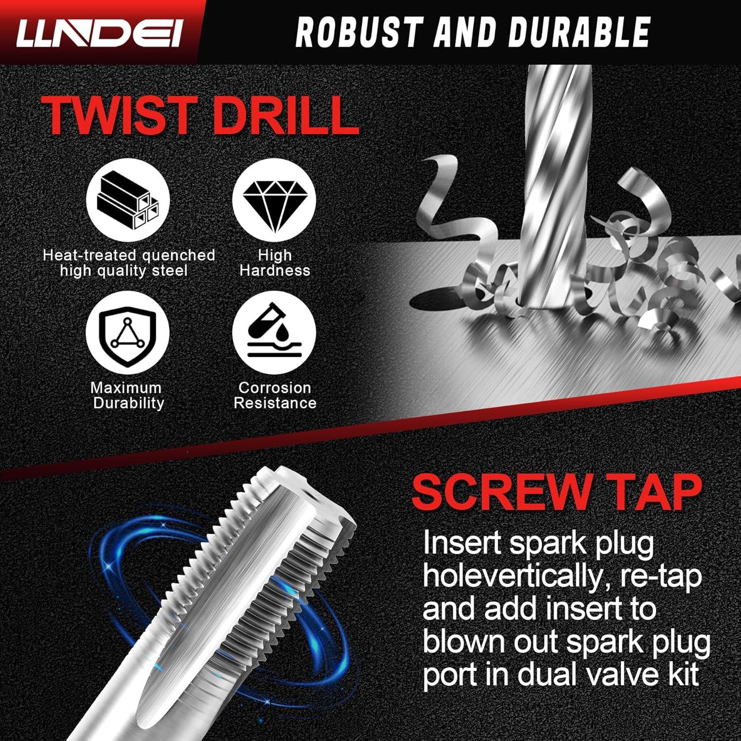 Kit de Reparación de Roscas de Bujías LLNDEI 16 PCS para Ford