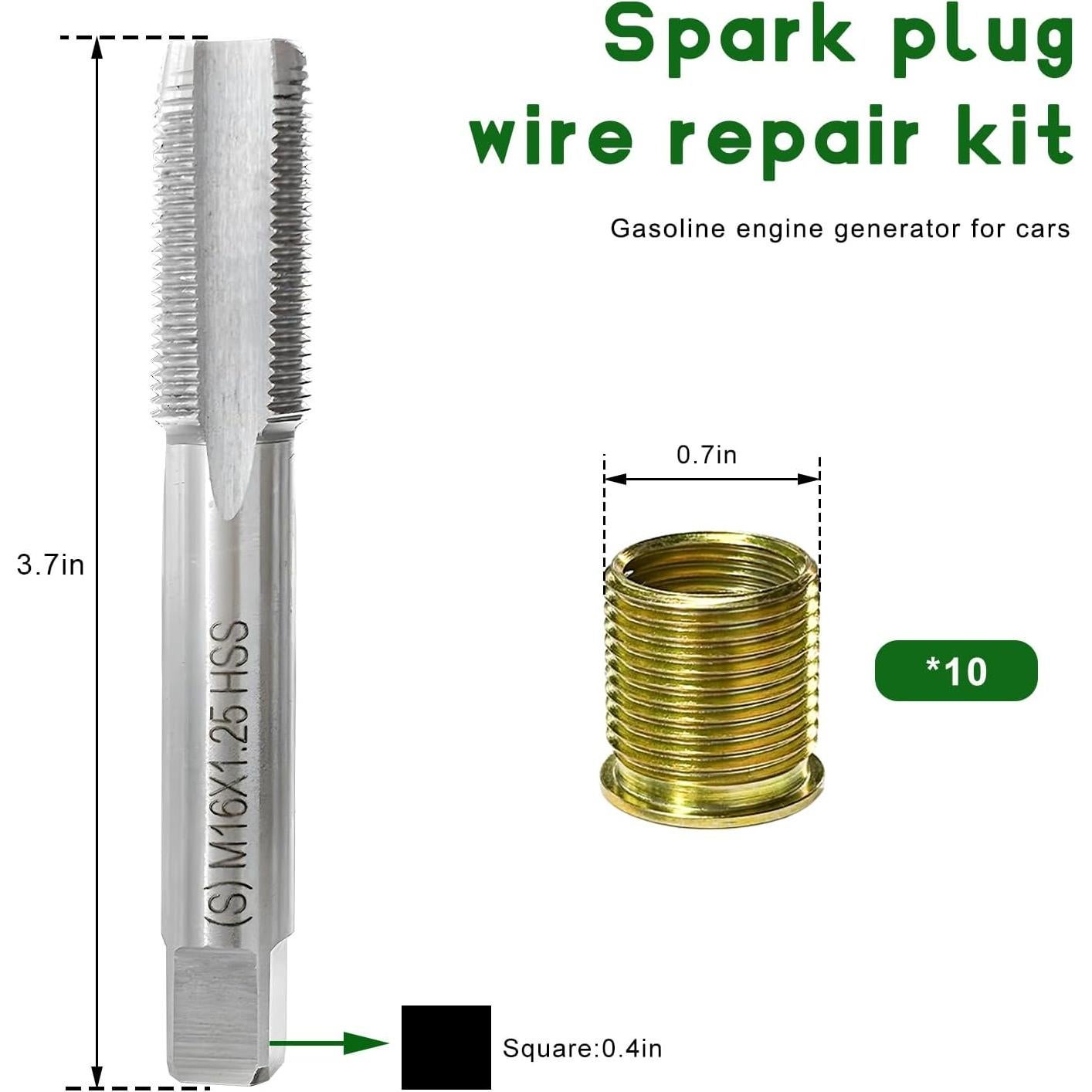 Kit de Reparación de Roscas de Bujía JNXIJ M14x1.25 11 PCS