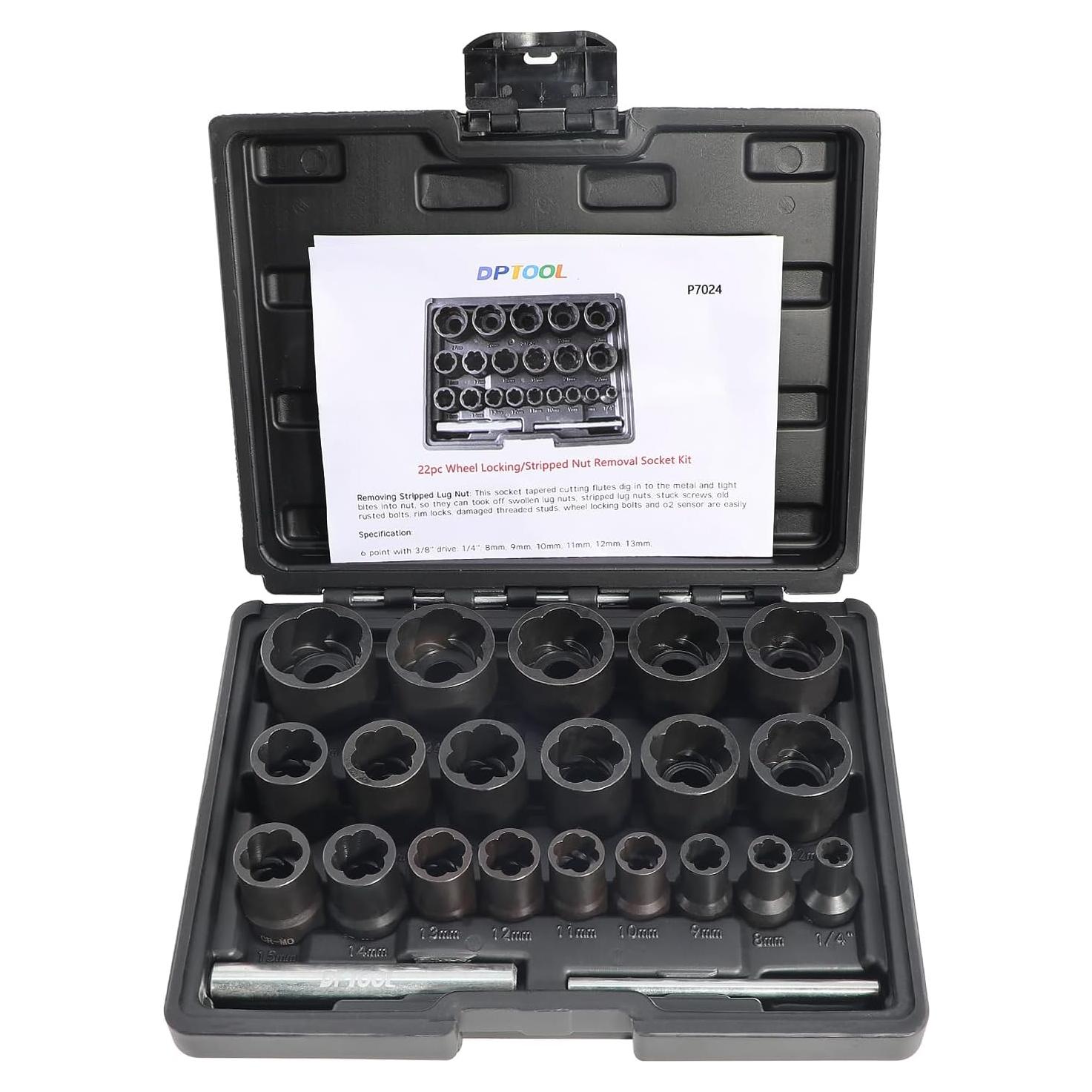 Juego de Extractores de Tuercas y Tornillos DPTOOL 22 Piezas