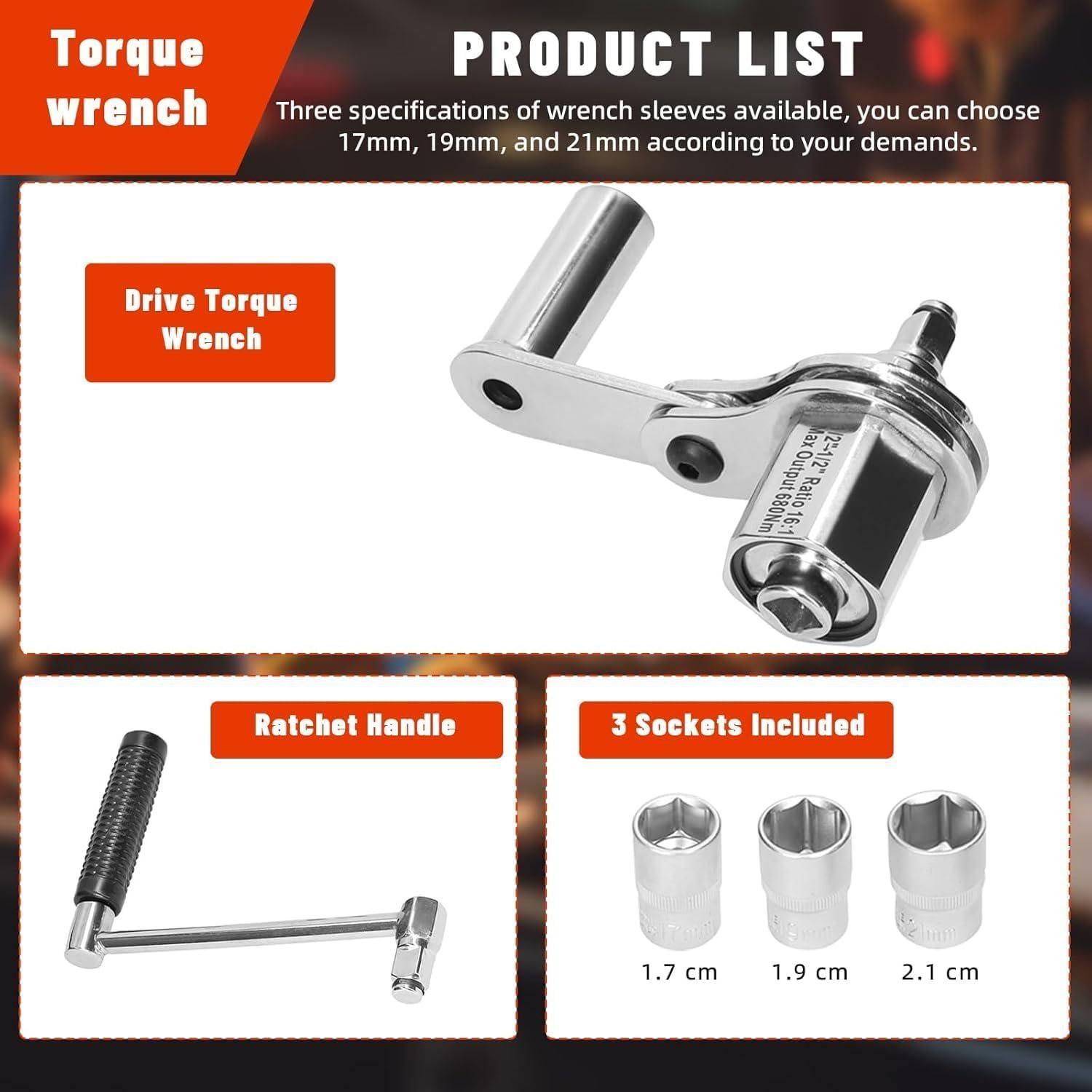 Juego de Llave Multiplicadora de Par Angchun 1/2" 5PCS