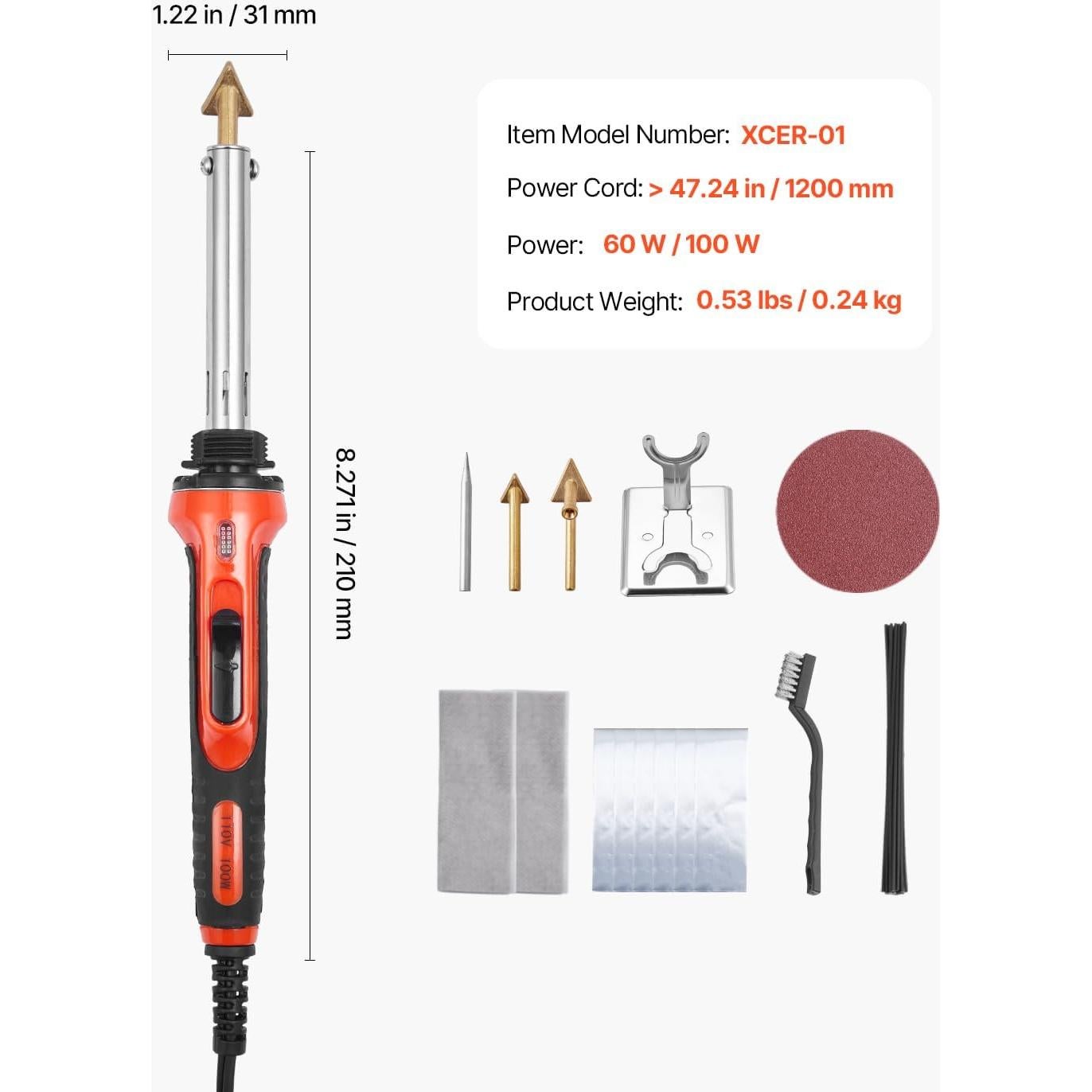 Kit de Soldador de Plástico VEVOR 60W/100W con Accesorios