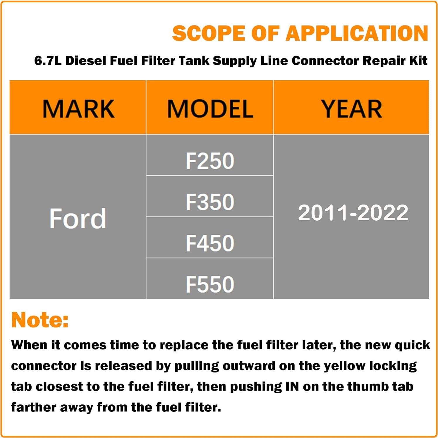 Kit de Reparación de Filtro de Combustible Diesel E-cowlboy para Ford F250 F350 F450 F550 2011-2022