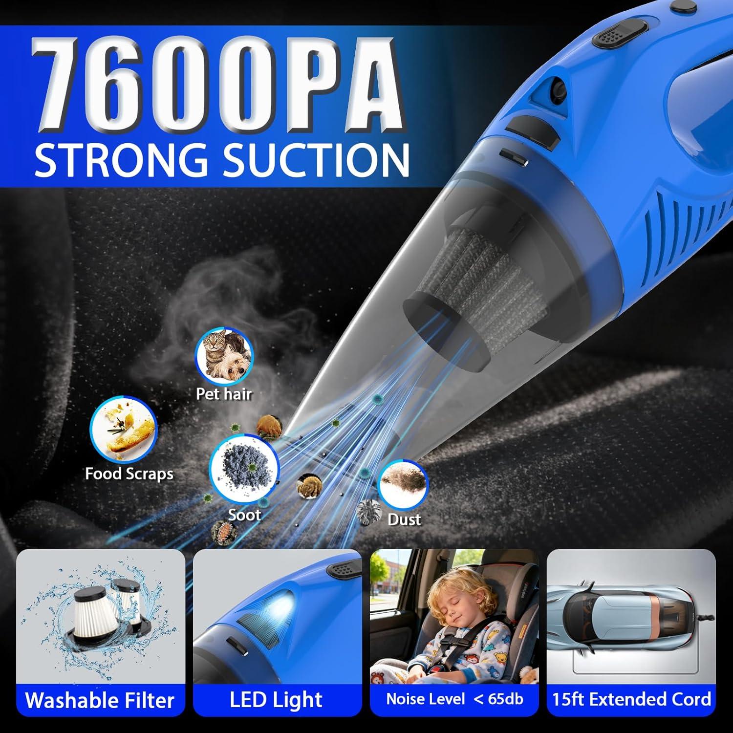 Kit de Limpieza de Coche Thinkwork W6288 16 Piezas con Aspiradora