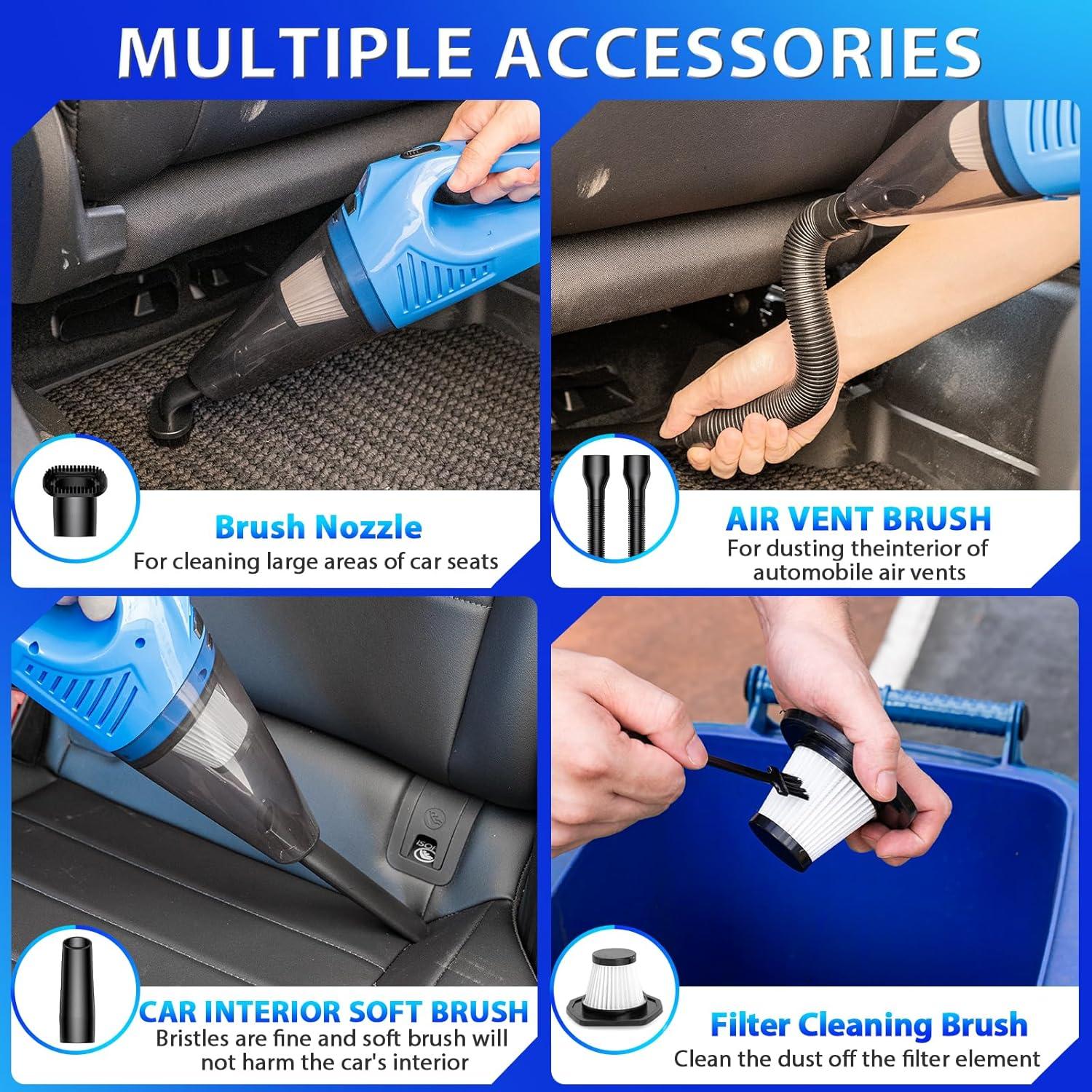 Kit de Limpieza de Coche Thinkwork W6288 16 Piezas con Aspiradora