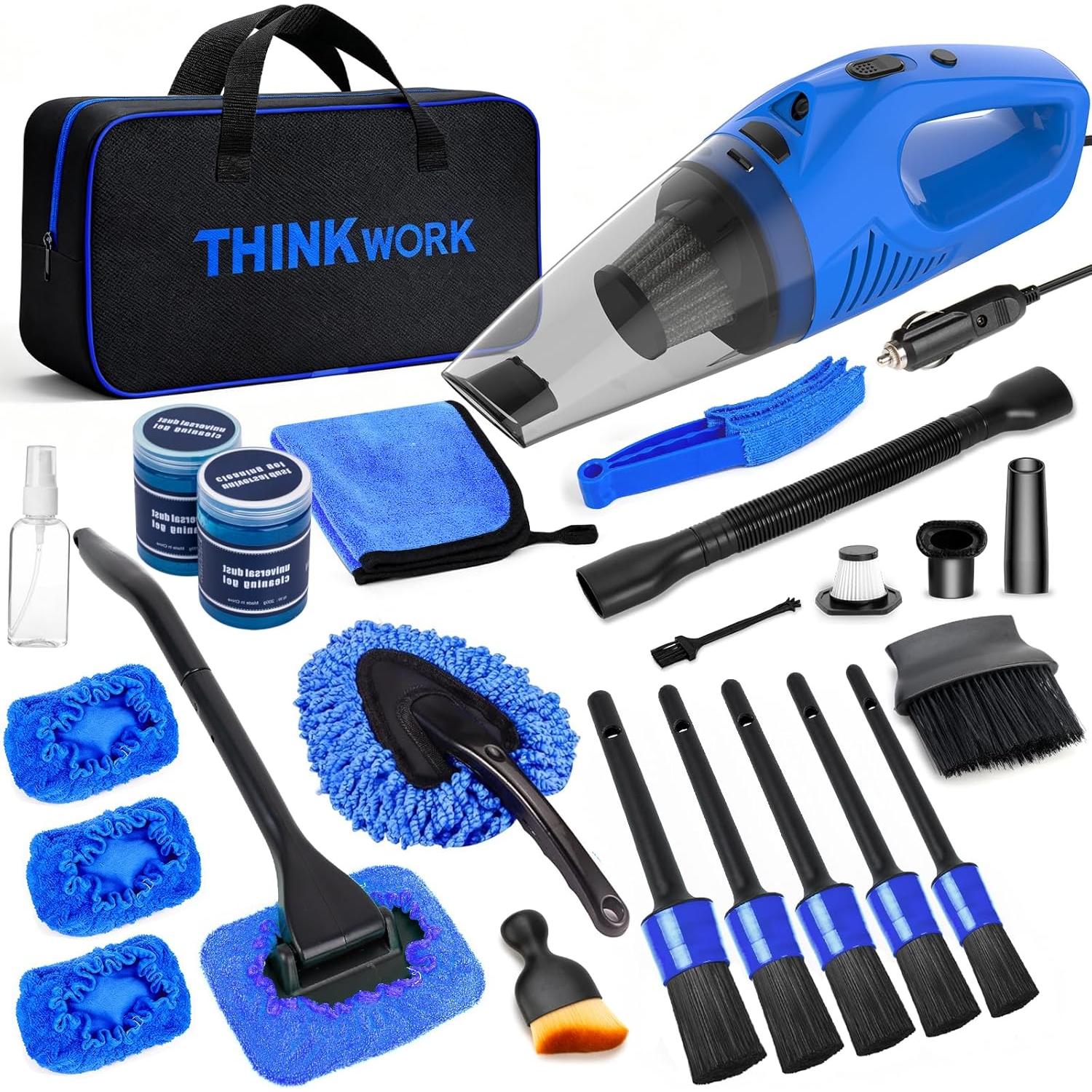 Kit de Limpieza de Coche Thinkwork W6288 16 Piezas con Aspiradora