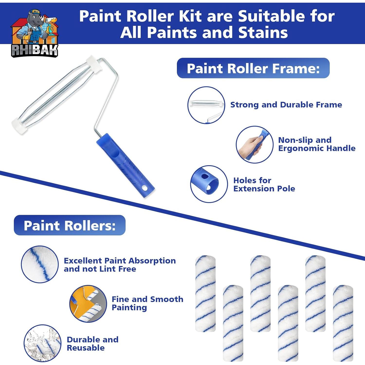 Kit de Rodillo de Pintura Rhibak 27 Piezas con Poste Extensible